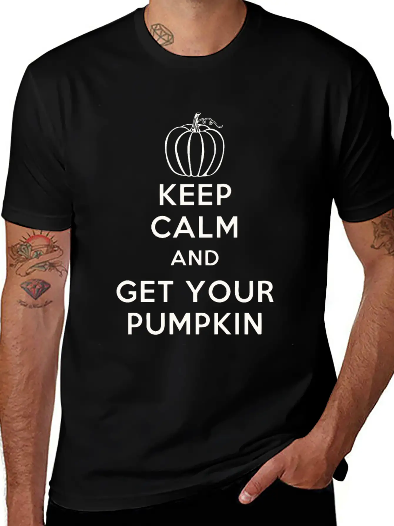 Keep Calm And Get Your Pumpkin Basic Graphic T-Shirt – Daily Comfort In Soft Cotton