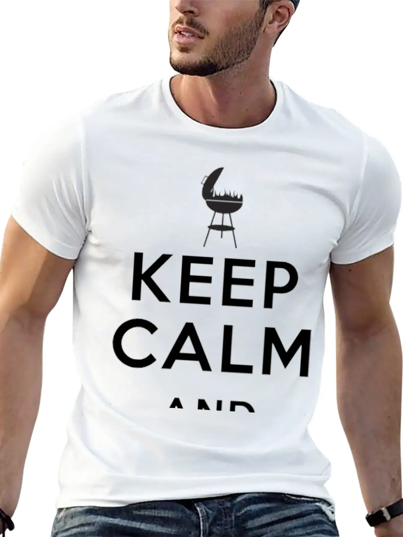 Keep Calm And Grill On Apron Father's Day Unisex Casual T-Shirt – Clean Design For Daily Comfort