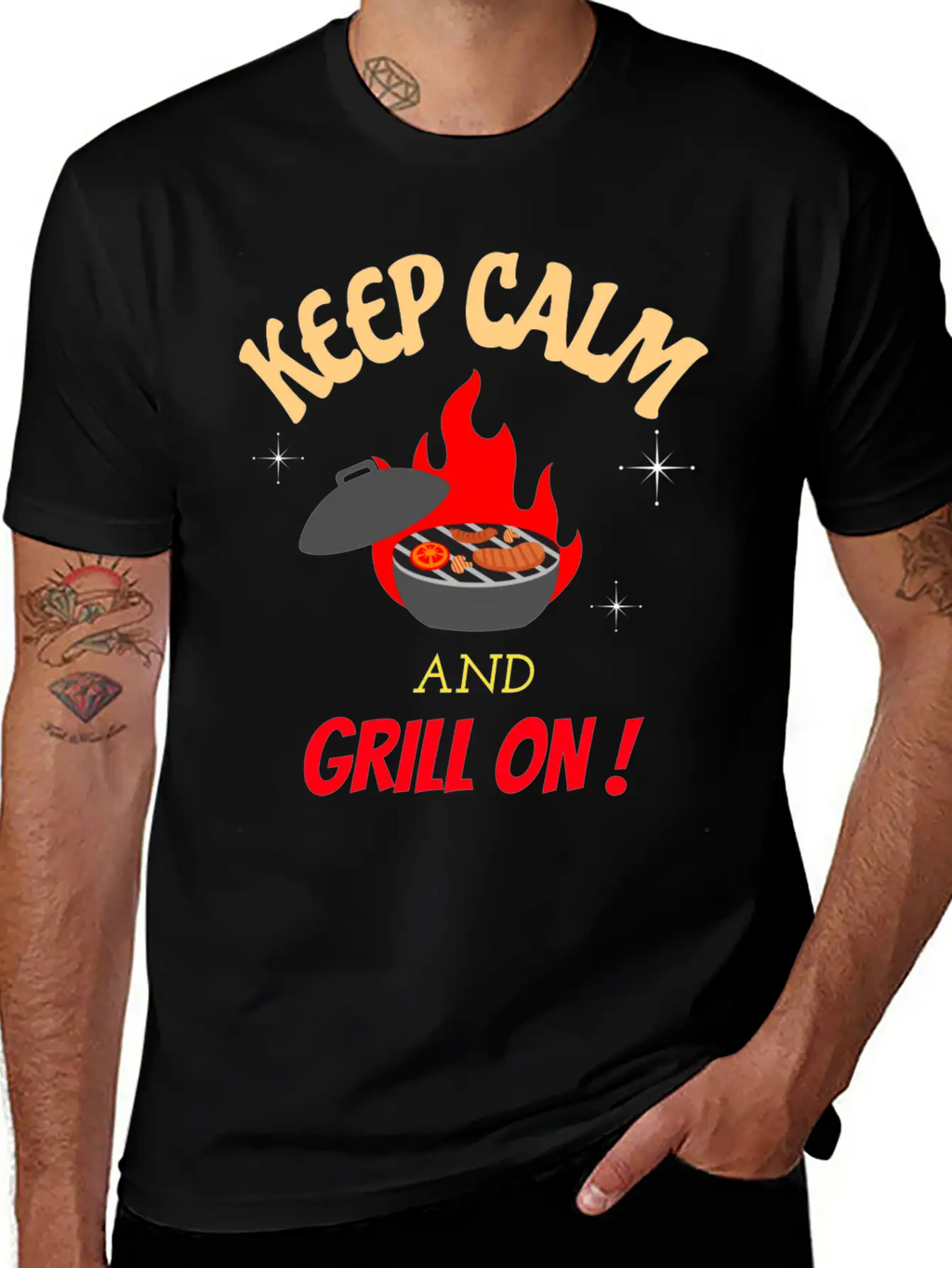 Keep Calm And Grill On Bbq Cooking Breathable Graphic T-Shirt – Perfect For Casual Days