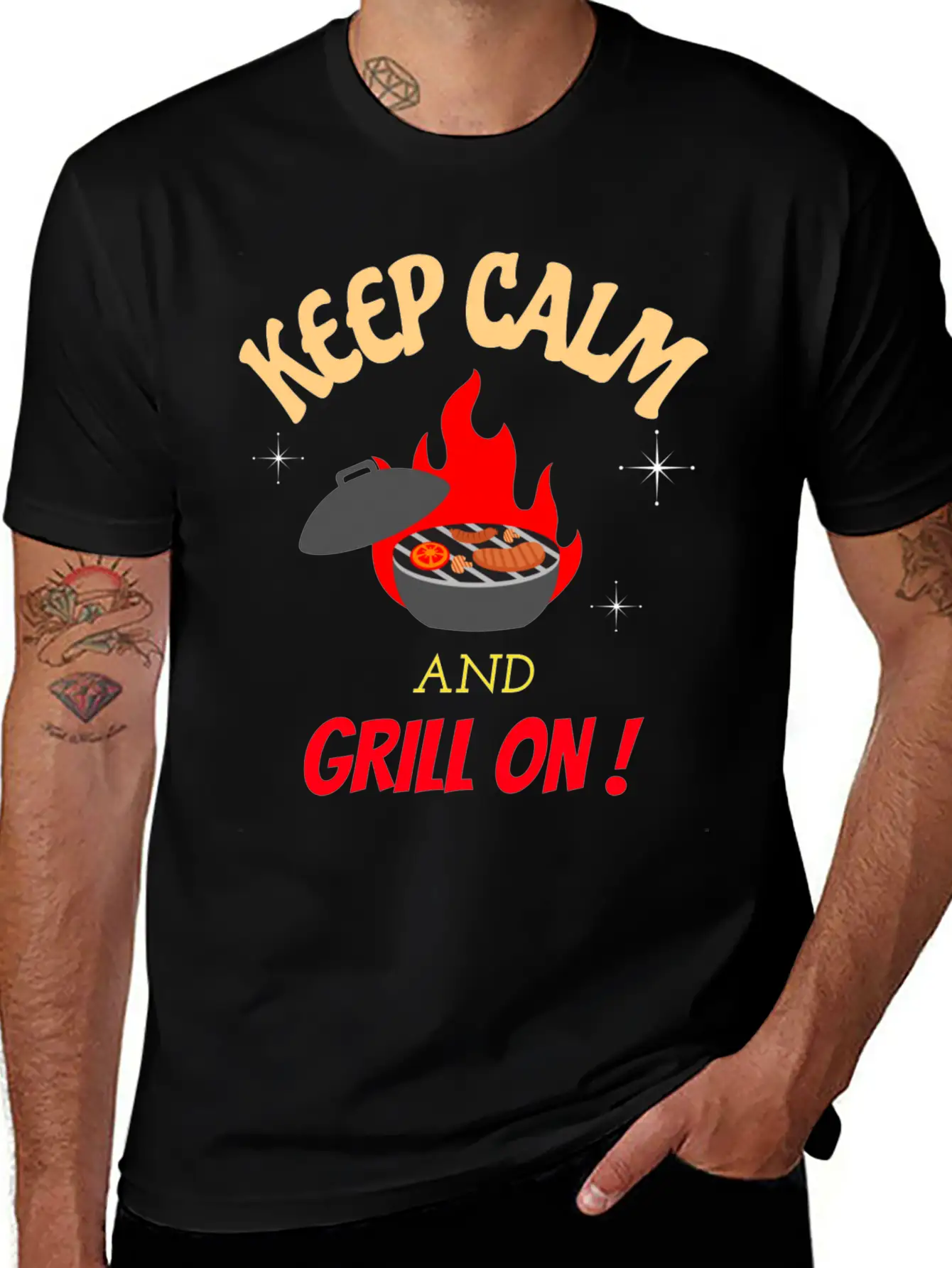 Keep Calm And Grill On Bbq Cooking Breathable Graphic T-Shirt – Perfect For Casual Days