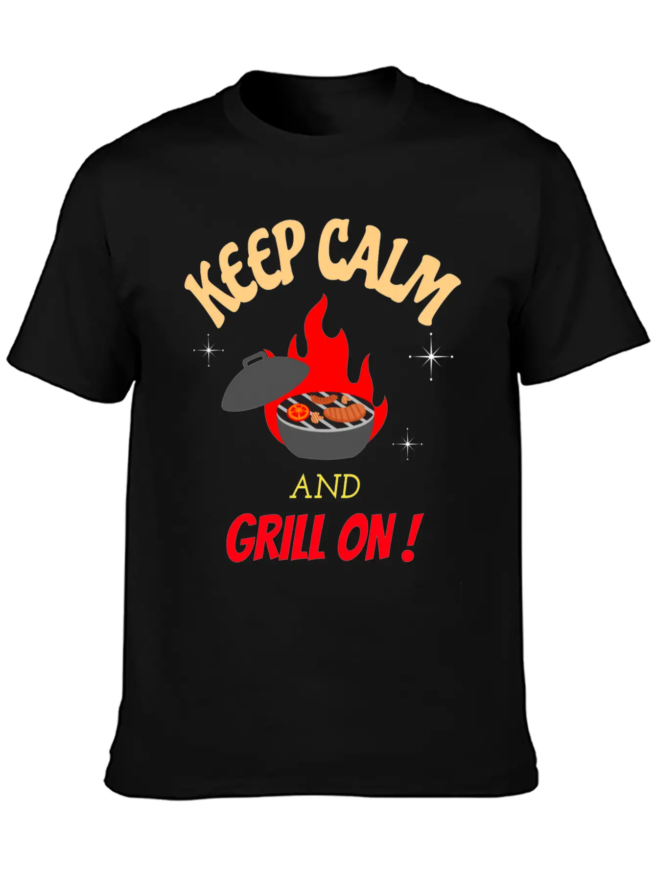 Keep Calm And Grill On Bbq Cooking Breathable Graphic T-Shirt – Perfect For Casual Days
