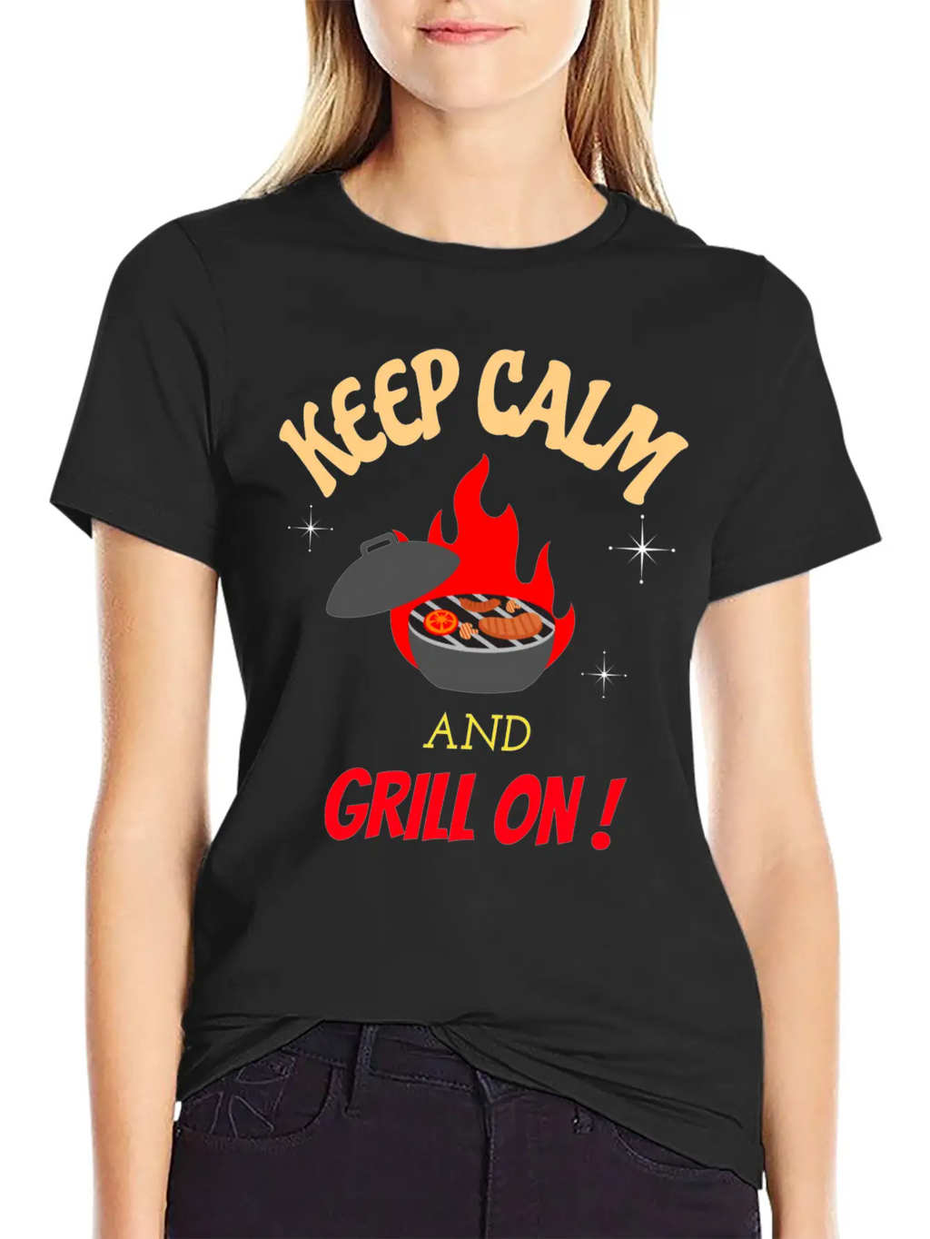 Keep Calm And Grill On Bbq Cooking Breathable Graphic T-Shirt – Perfect For Casual Days