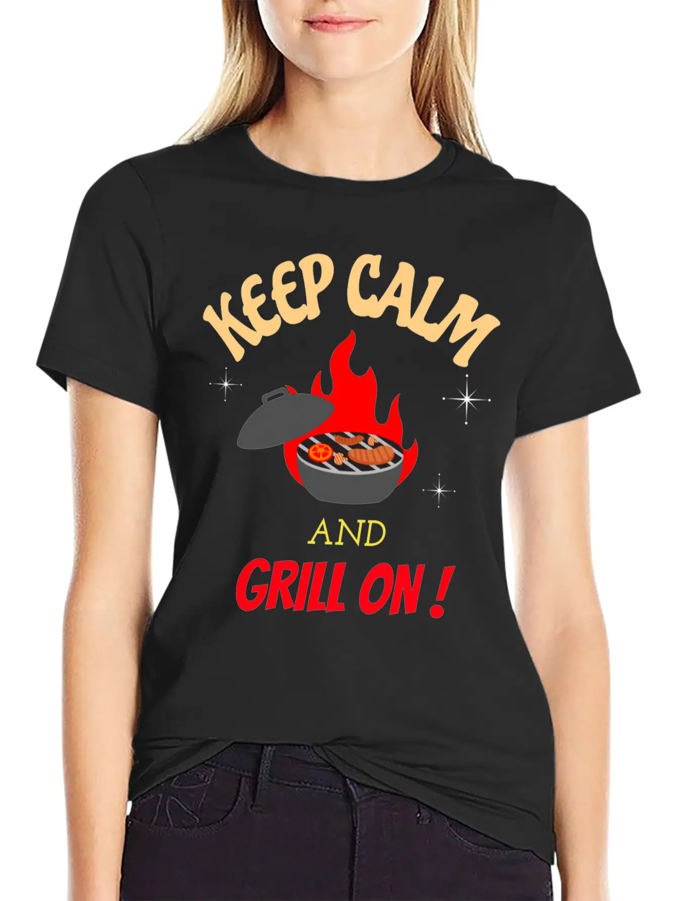 Keep Calm And Grill On Bbq Cooking Breathable Graphic T-Shirt – Perfect For Casual Days