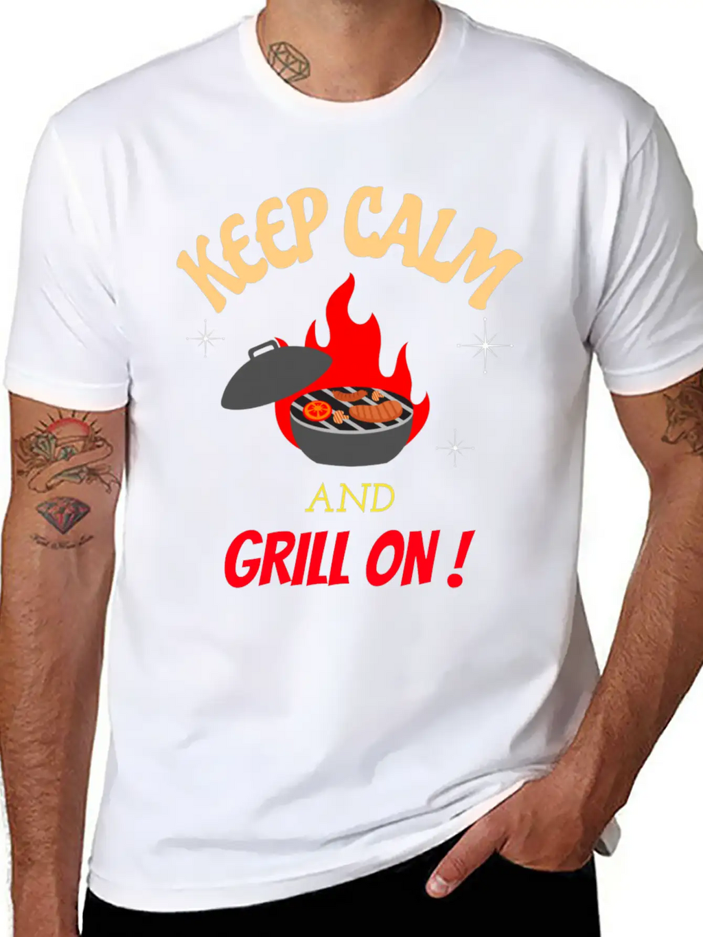 Keep Calm And Grill On Bbq Cooking Breathable Graphic T-Shirt – Perfect For Casual Days