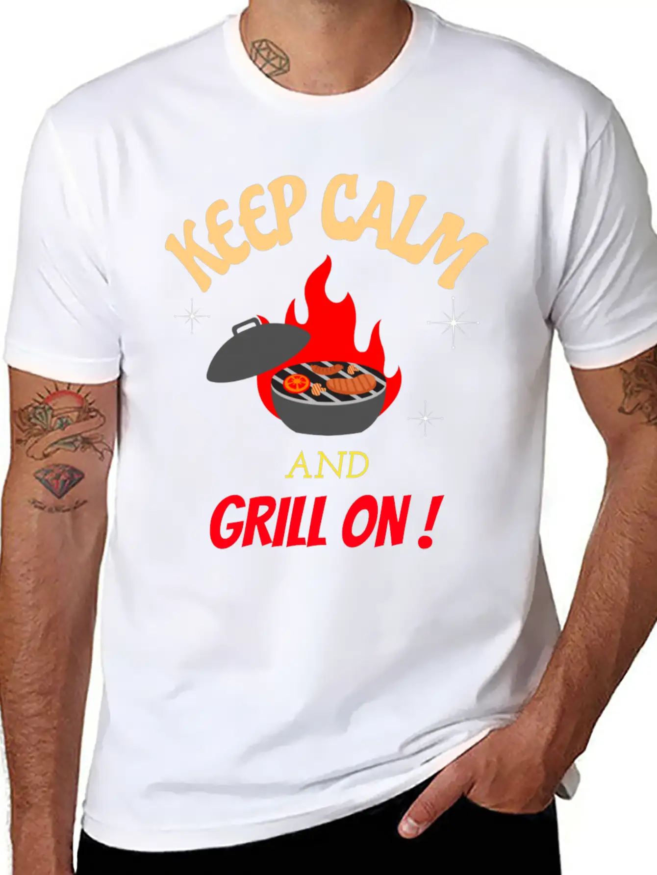 Keep Calm And Grill On Bbq Cooking Breathable Graphic T-Shirt – Perfect For Casual Days