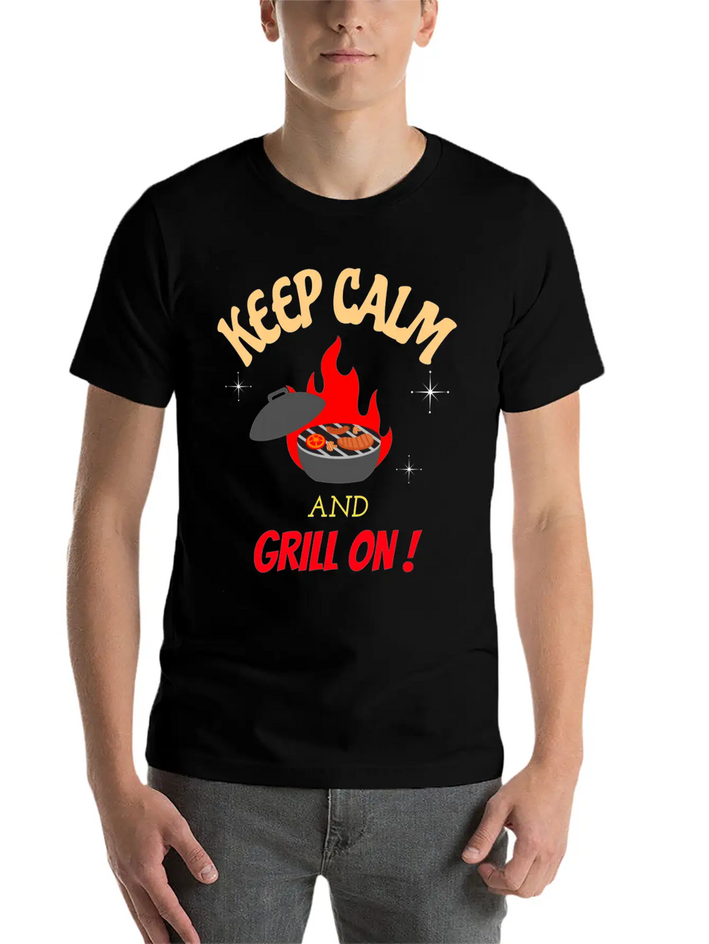 Keep Calm And Grill On Bbq Cooking Breathable Graphic T-Shirt – Perfect For Casual Days