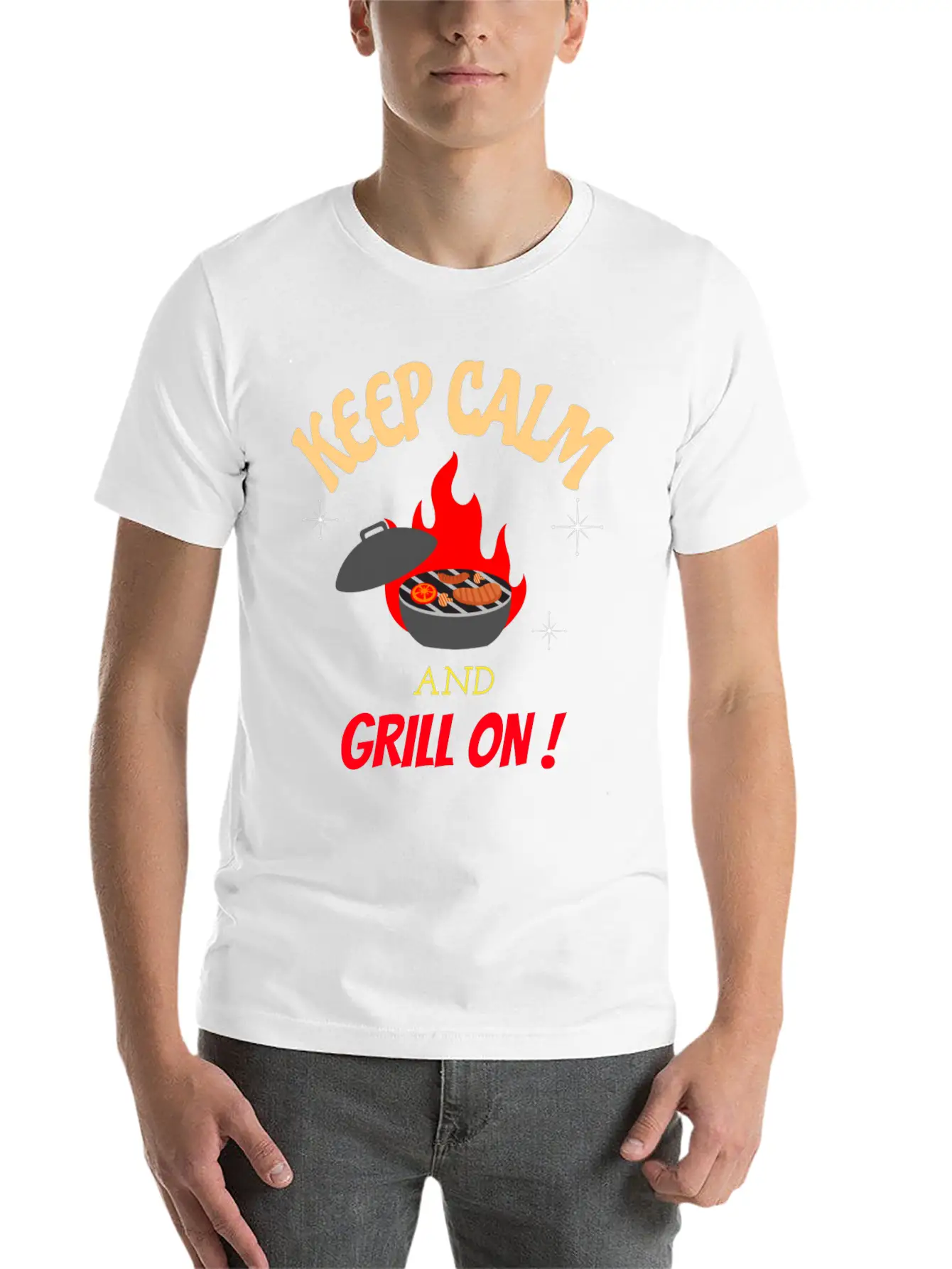 Keep Calm And Grill On Bbq Cooking Breathable Graphic T-Shirt – Perfect For Casual Days