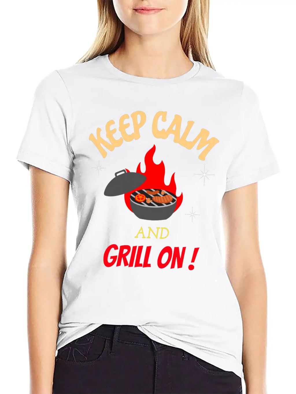 Keep Calm And Grill On Bbq Cooking Breathable Graphic T-Shirt – Perfect For Casual Days