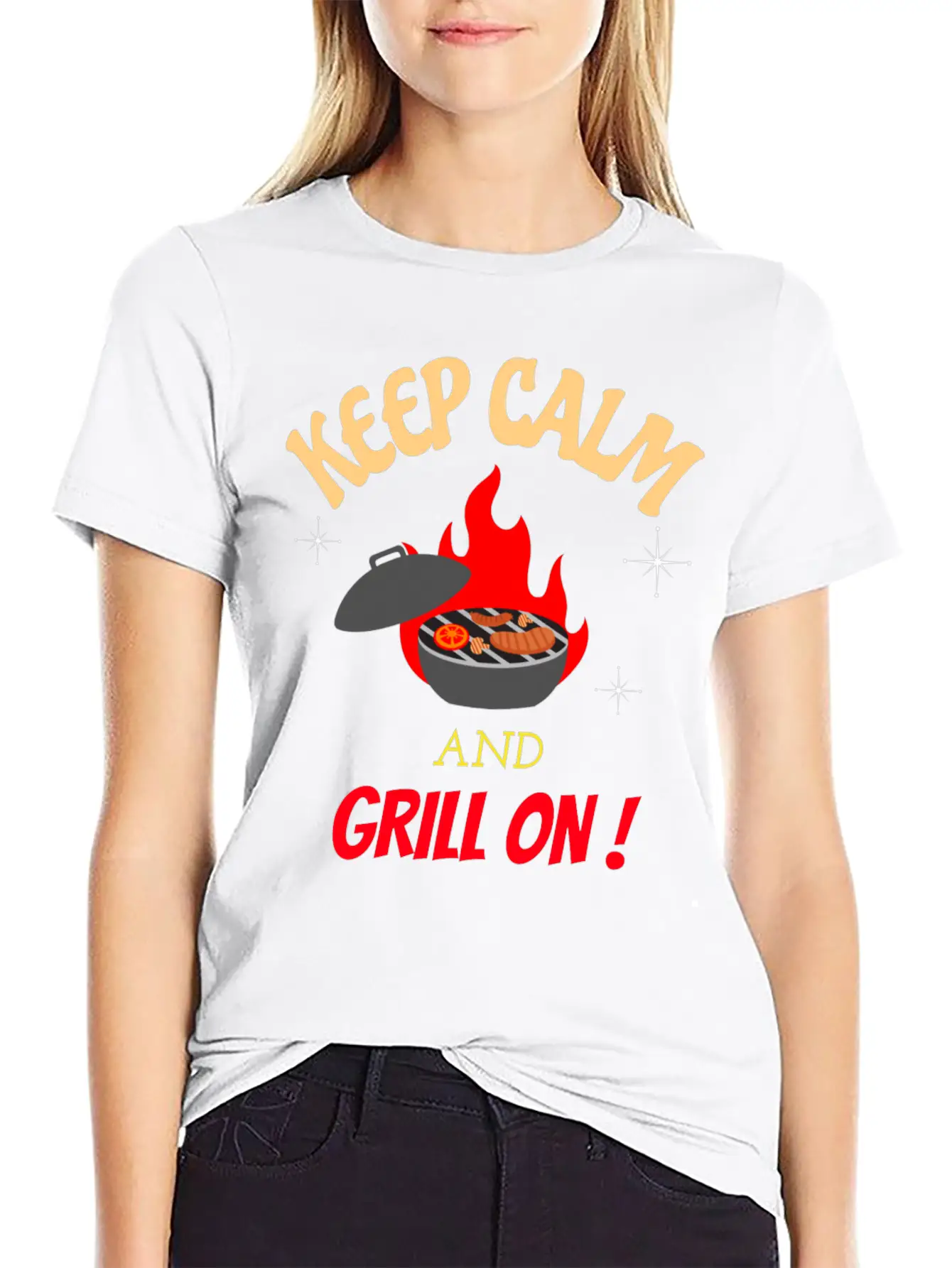 Keep Calm And Grill On Bbq Cooking Breathable Graphic T-Shirt – Perfect For Casual Days