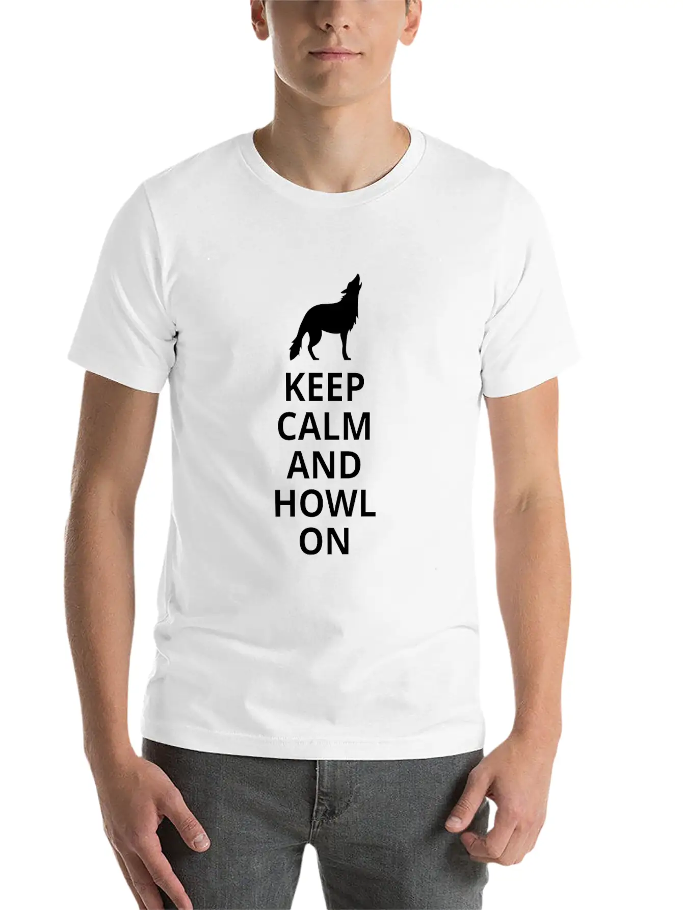 Keep Calm And Howl On - Wolf Essential Cotton Tee For Daily Outfits – Unisex Style