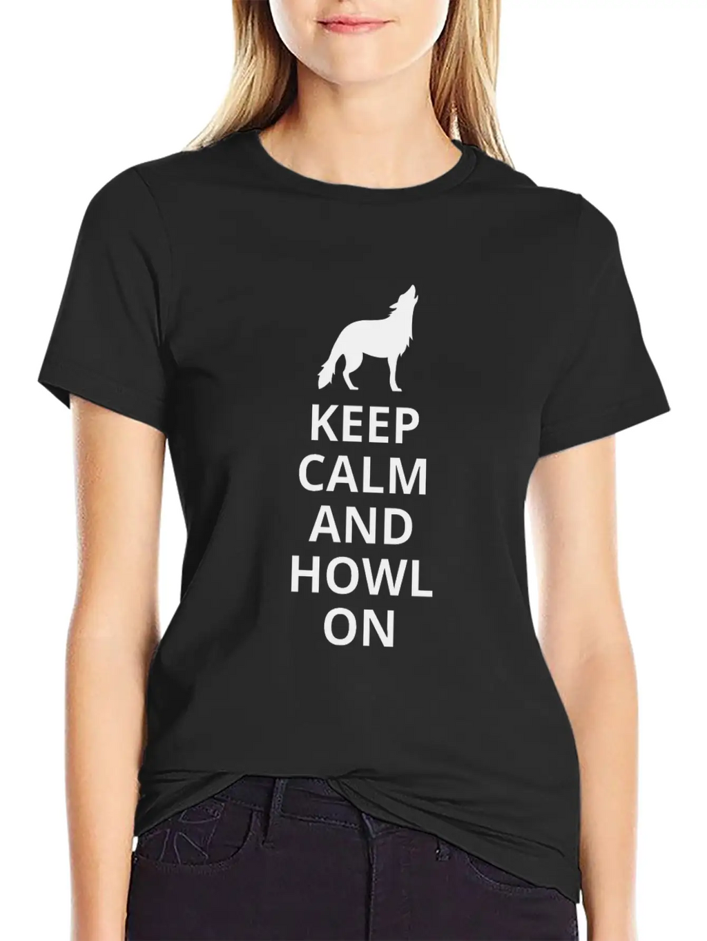Keep Calm And Howl On - Wolf Essential Cotton Tee For Daily Outfits – Unisex Style