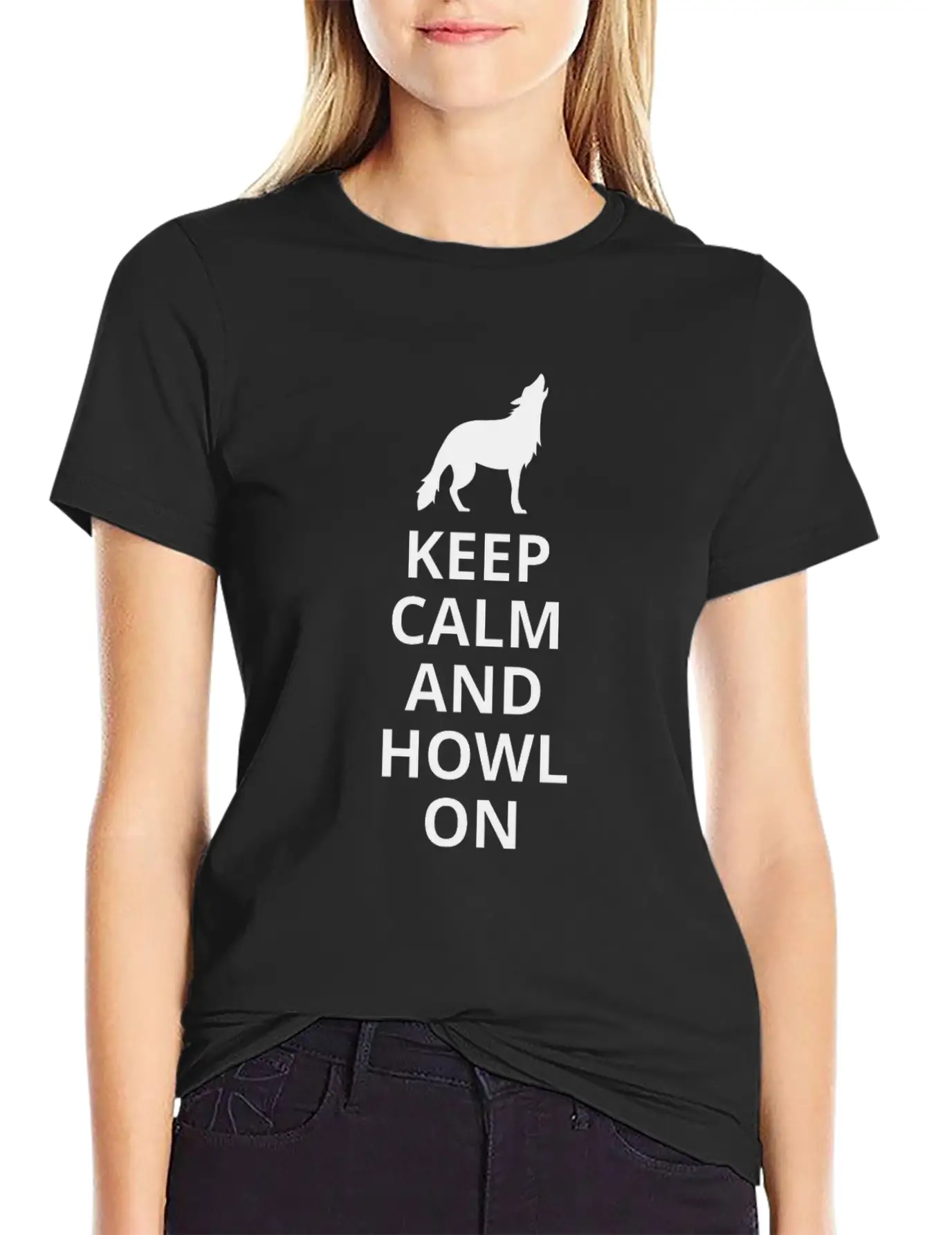 Keep Calm And Howl On - Wolf Essential Cotton Tee For Daily Outfits – Unisex Style