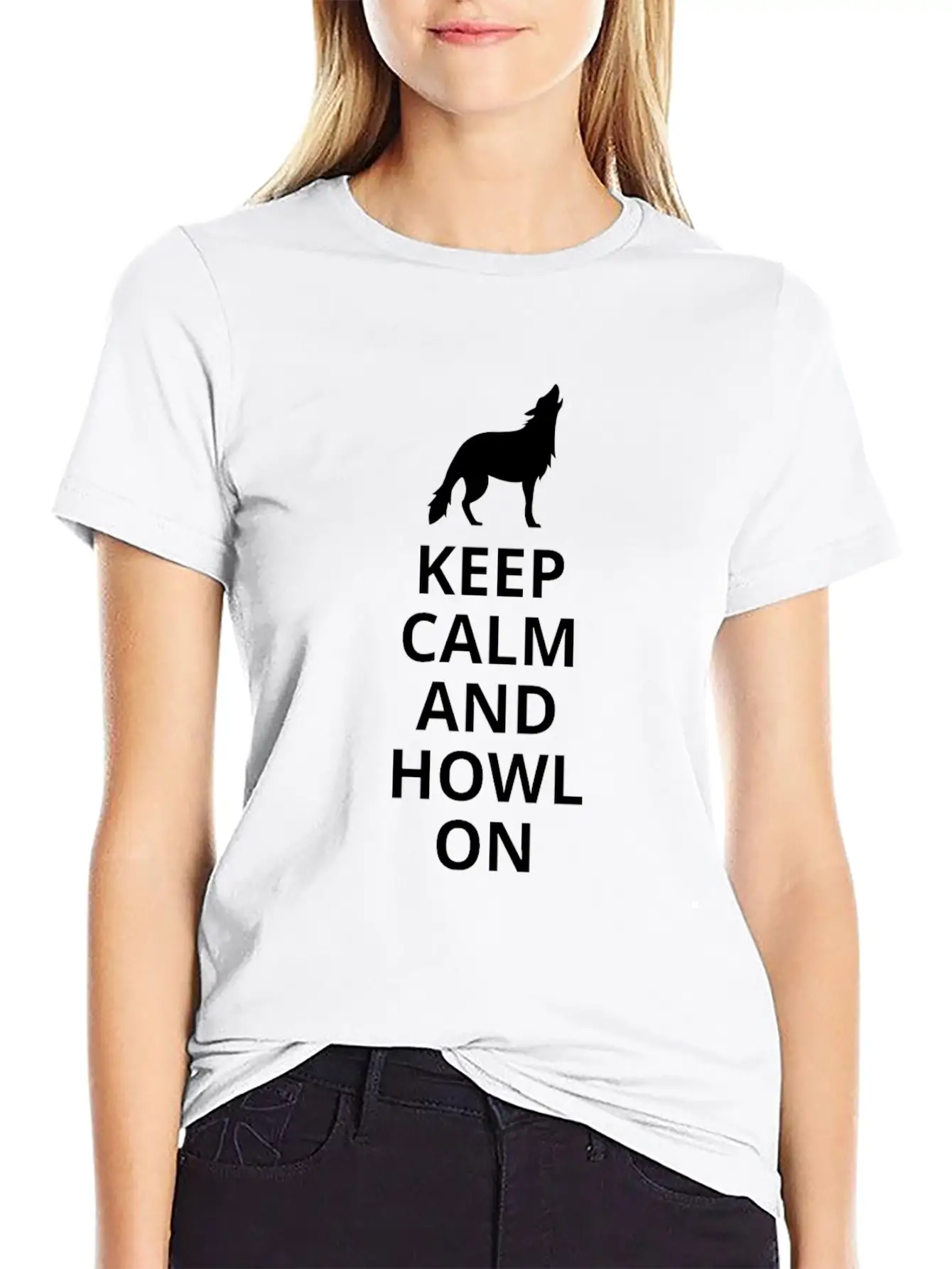 Keep Calm And Howl On - Wolf Essential Cotton Tee For Daily Outfits – Unisex Style