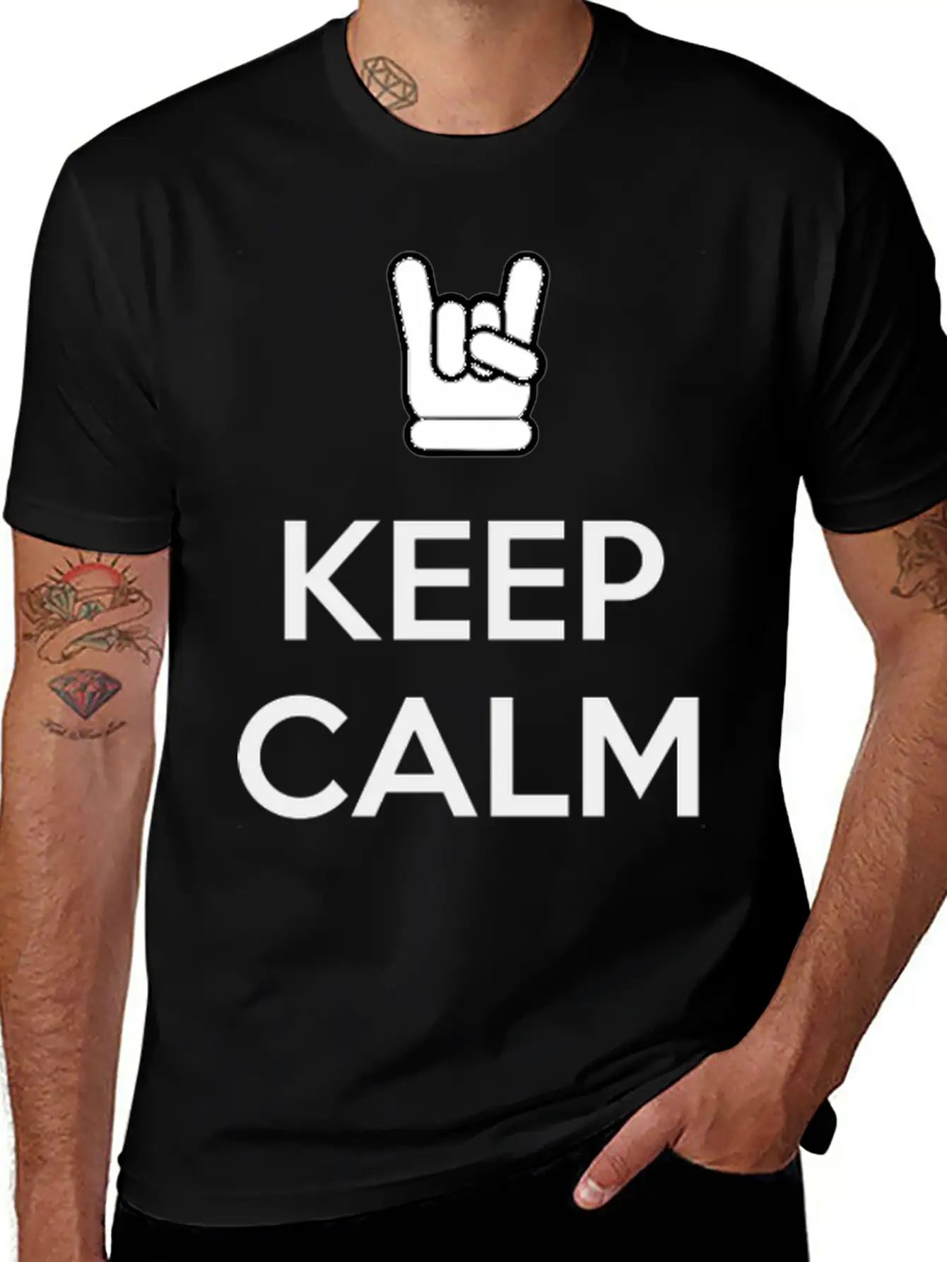 Keep Calm And Rock On Stylish Everyday T-Shirt – Unisex Basic Cotton Tee