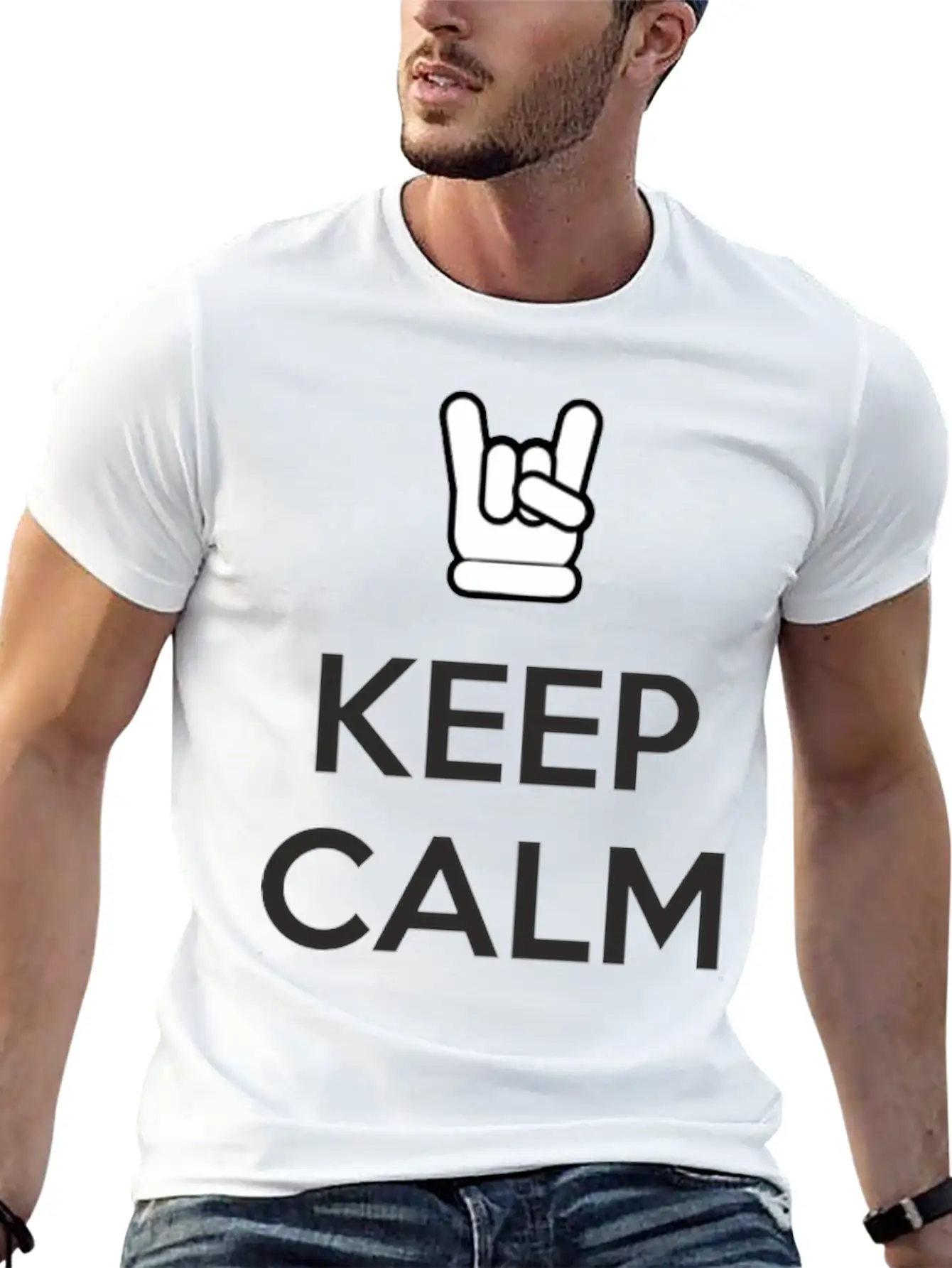 Keep Calm And Rock On Stylish Everyday T-Shirt – Unisex Basic Cotton Tee