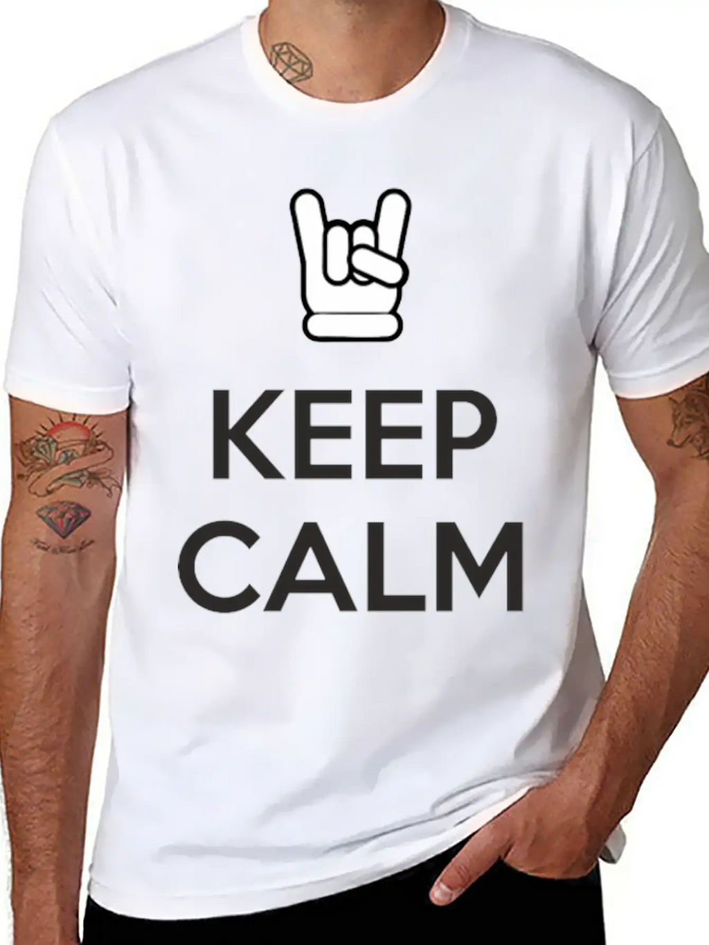 Keep Calm And Rock On Stylish Everyday T-Shirt – Unisex Basic Cotton Tee