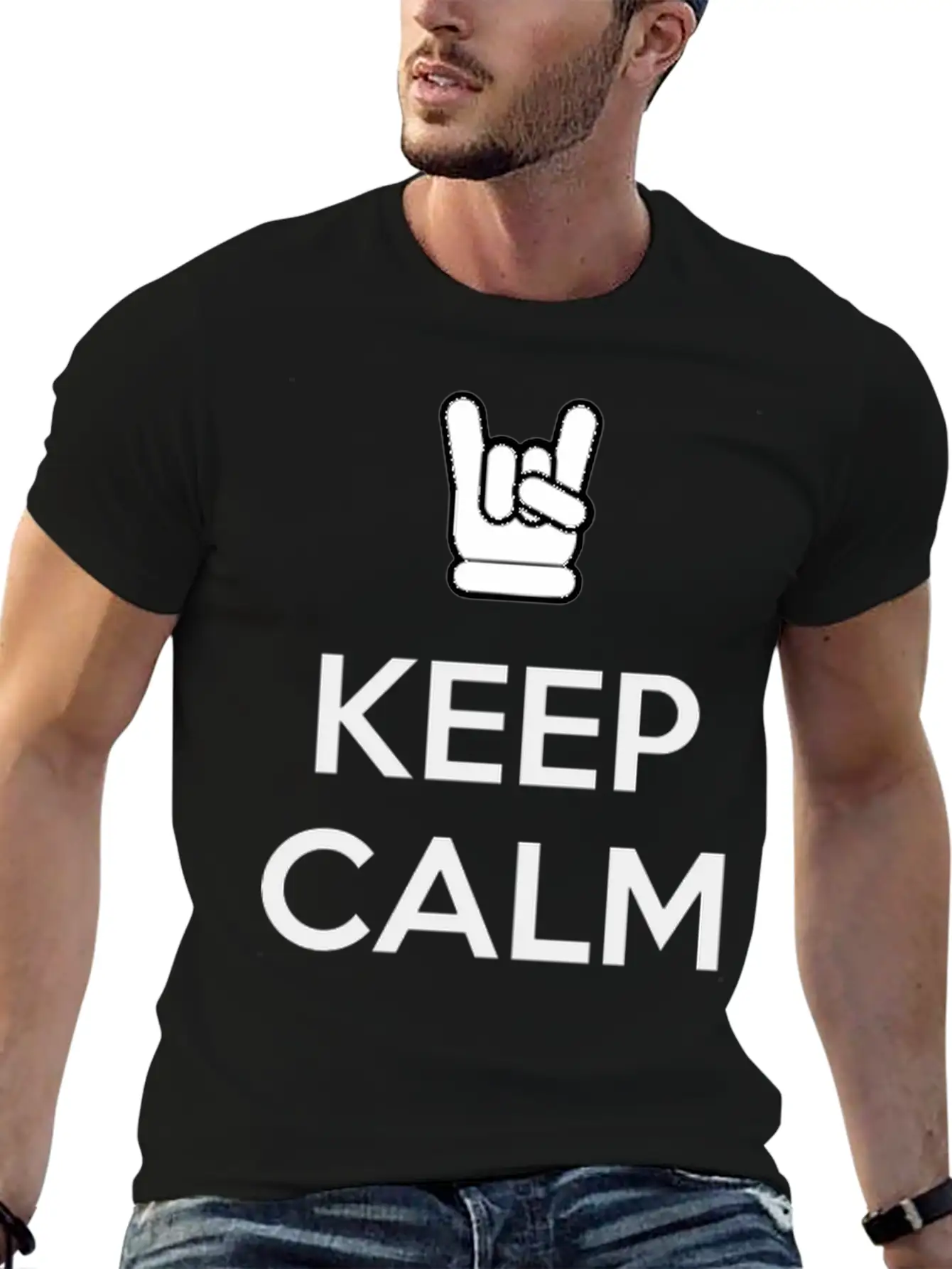 Keep Calm And Rock On Stylish Everyday T-Shirt – Unisex Basic Cotton Tee