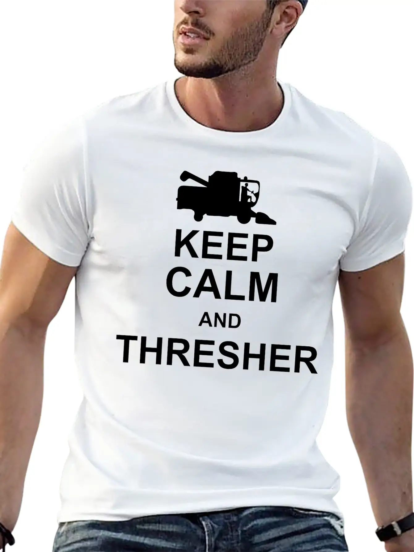 Keep Calm And Thresher Kg10 Essential Cotton Tee For Daily Outfits – Unisex Style