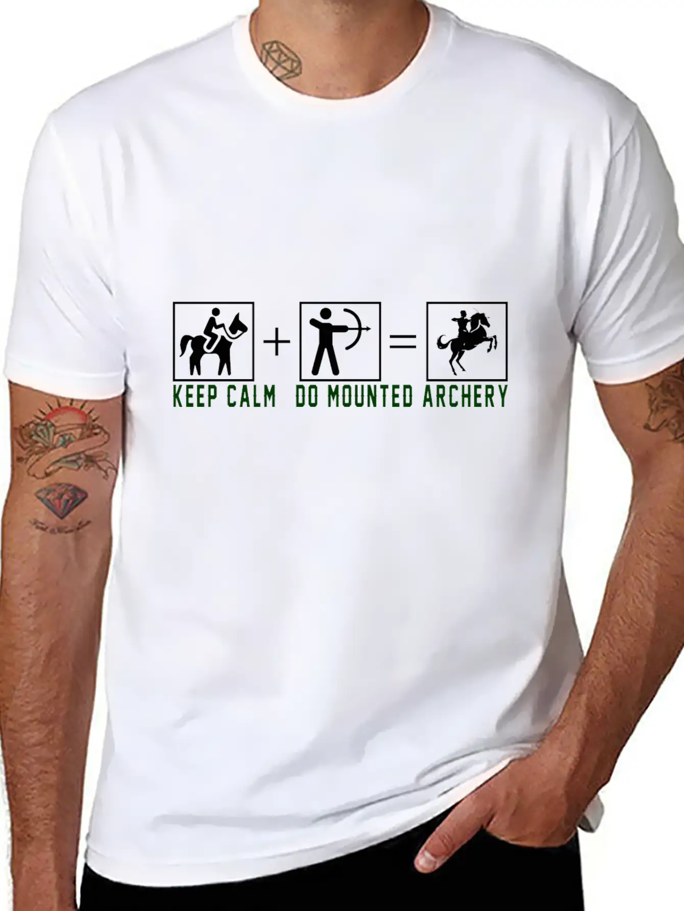 Keep Calm Do Mounted Archery - Black Classic Cotton Tee – Unisex Comfort For Any Season