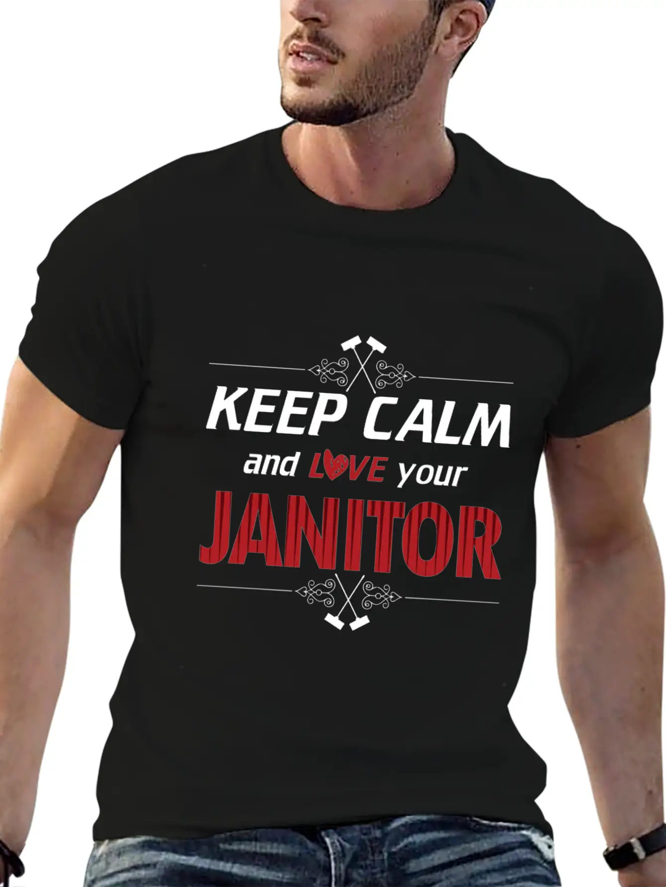 Keep Calm Love Your Janitor Cleaning Cleaners Gift Timeless Short Sleeve Tee – Comfy And Minimalist Design