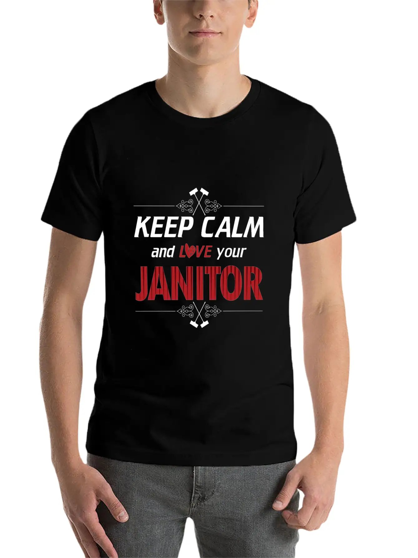 Keep Calm Love Your Janitor Cleaning Cleaners Gift Timeless Short Sleeve Tee – Comfy And Minimalist Design