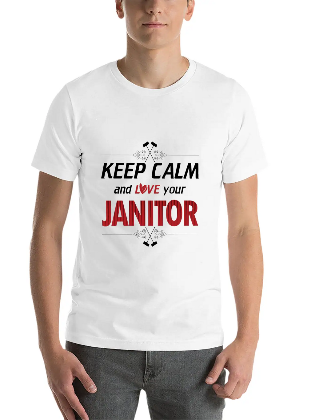 Keep Calm Love Your Janitor Cleaning Cleaners Gift Timeless Short Sleeve Tee – Comfy And Minimalist Design