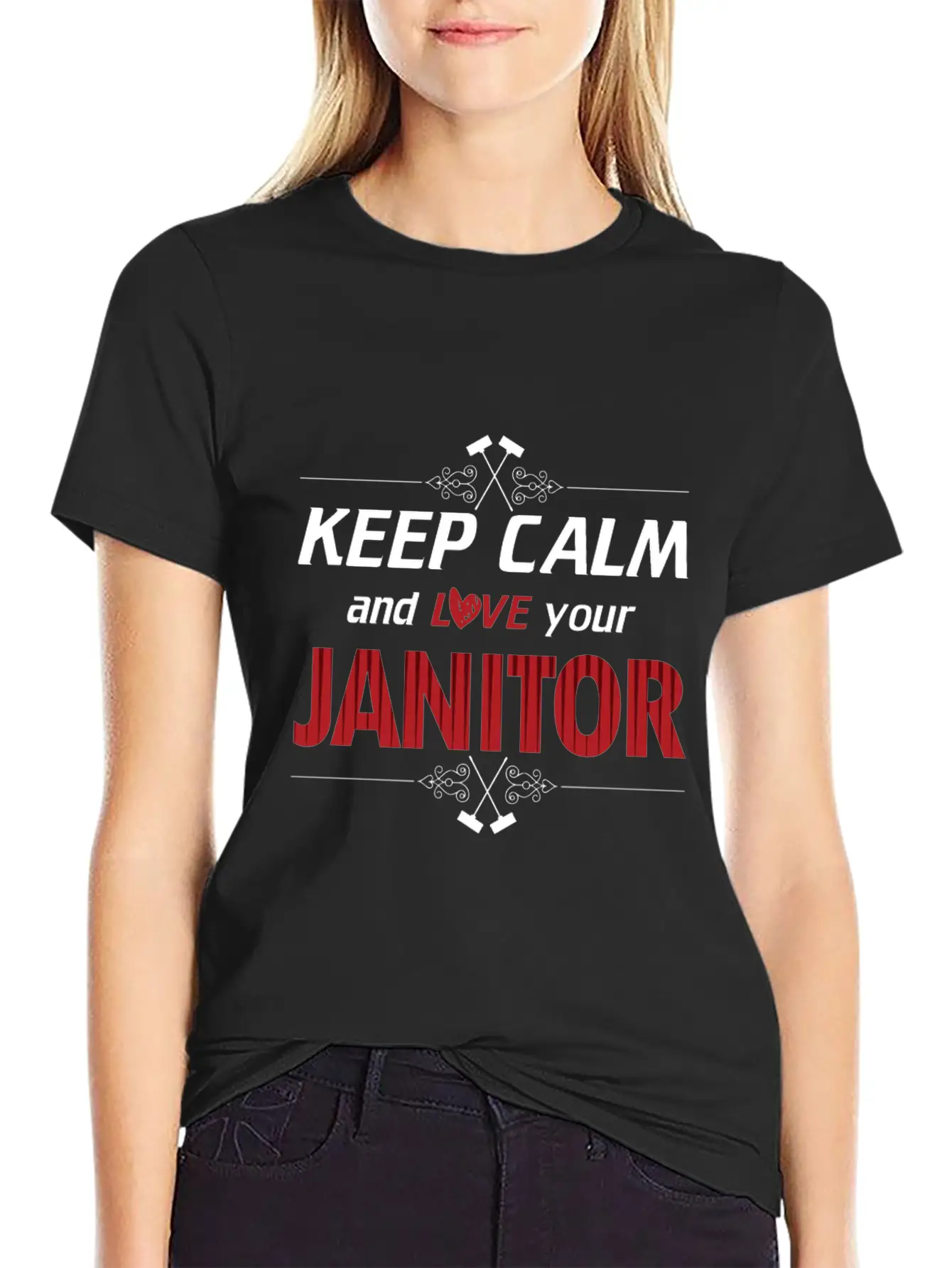 Keep Calm Love Your Janitor Cleaning Cleaners Gift Timeless Short Sleeve Tee – Comfy And Minimalist Design