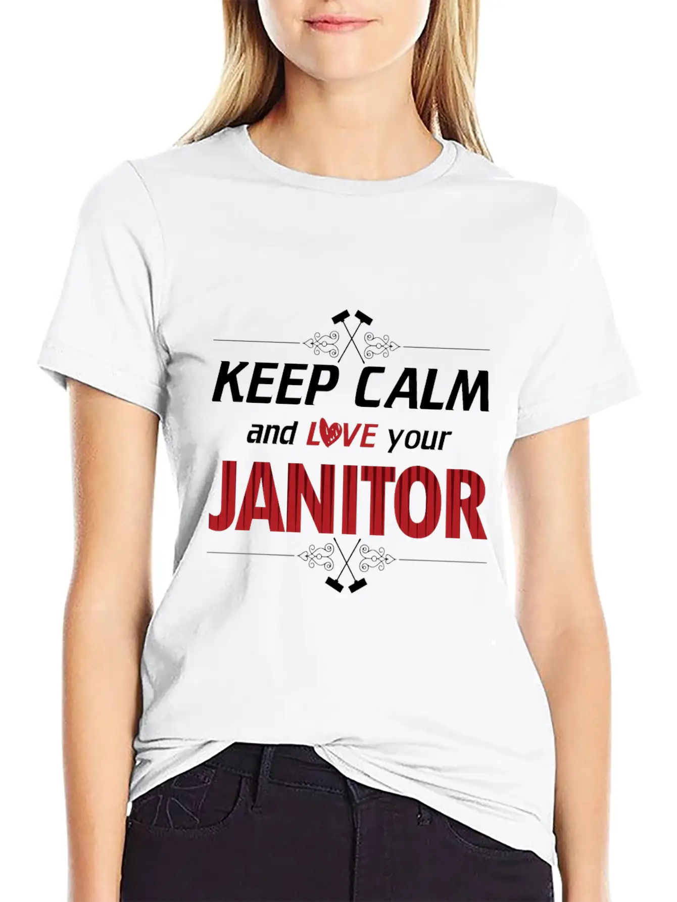 Keep Calm Love Your Janitor Cleaning Cleaners Gift Timeless Short Sleeve Tee – Comfy And Minimalist Design