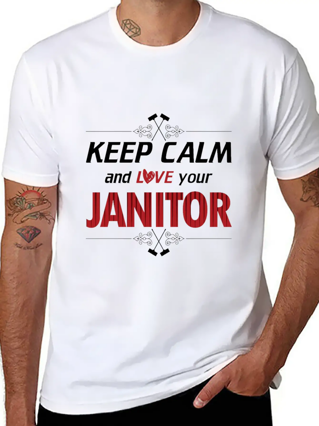 Keep Calm Love Your Janitor Cleaning Cleaners Gift Timeless Short Sleeve Tee – Comfy And Minimalist Design