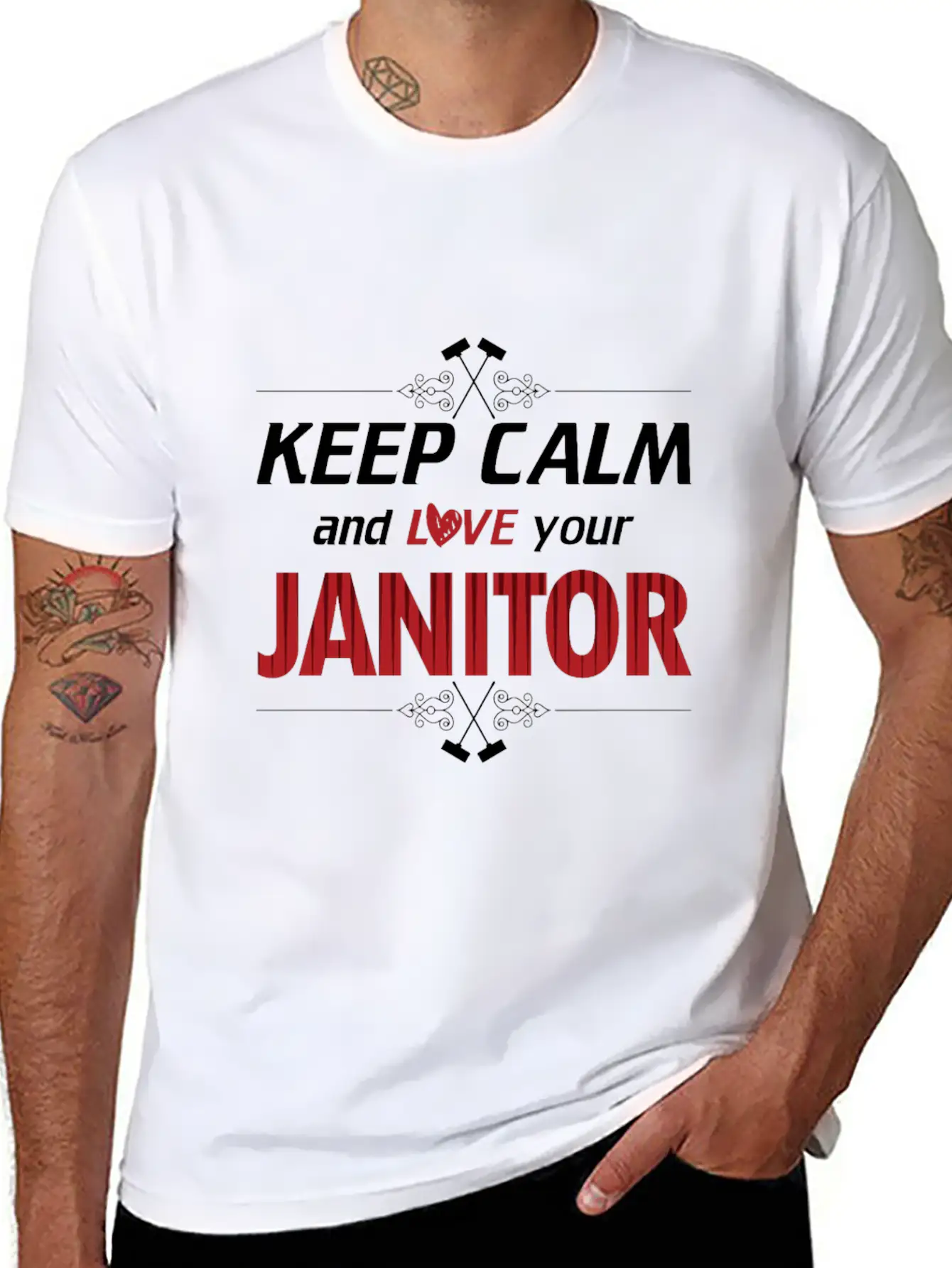 Keep Calm Love Your Janitor Cleaning Cleaners Gift Timeless Short Sleeve Tee – Comfy And Minimalist Design