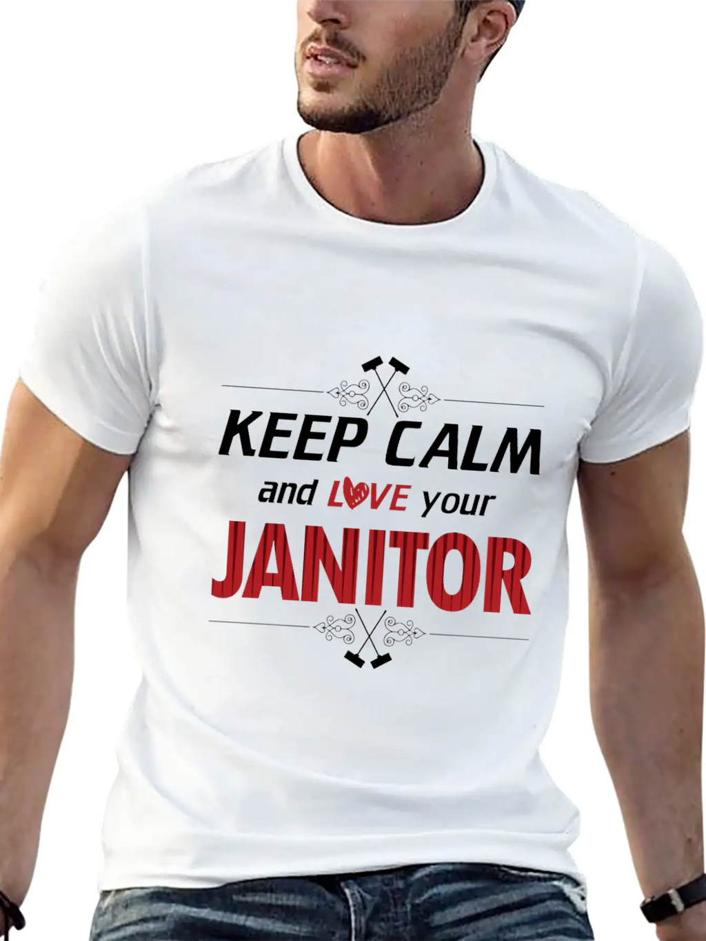 Keep Calm Love Your Janitor Cleaning Cleaners Gift Timeless Short Sleeve Tee – Comfy And Minimalist Design