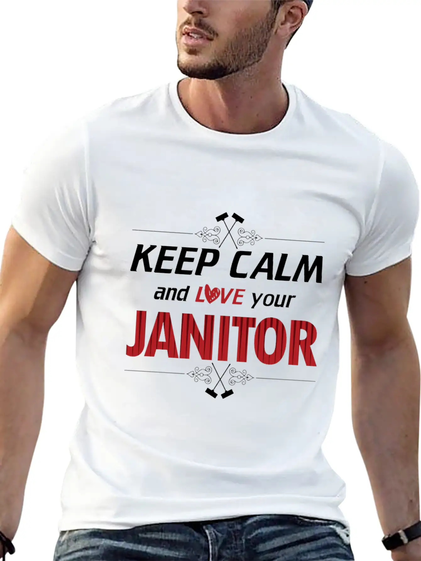Keep Calm Love Your Janitor Cleaning Cleaners Gift Timeless Short Sleeve Tee – Comfy And Minimalist Design