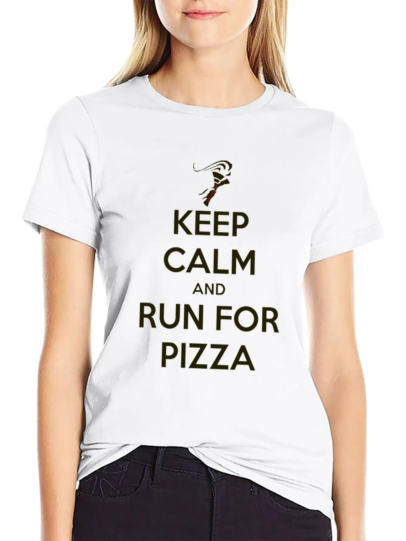 Keep Calm Pizza Run Breathable Soft Cotton T-Shirt – Timeless Casual Look