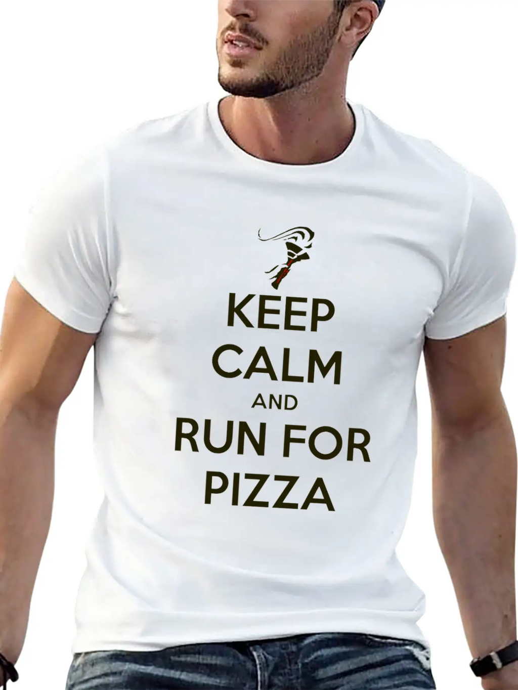 Keep Calm Pizza Run Breathable Soft Cotton T-Shirt – Timeless Casual Look