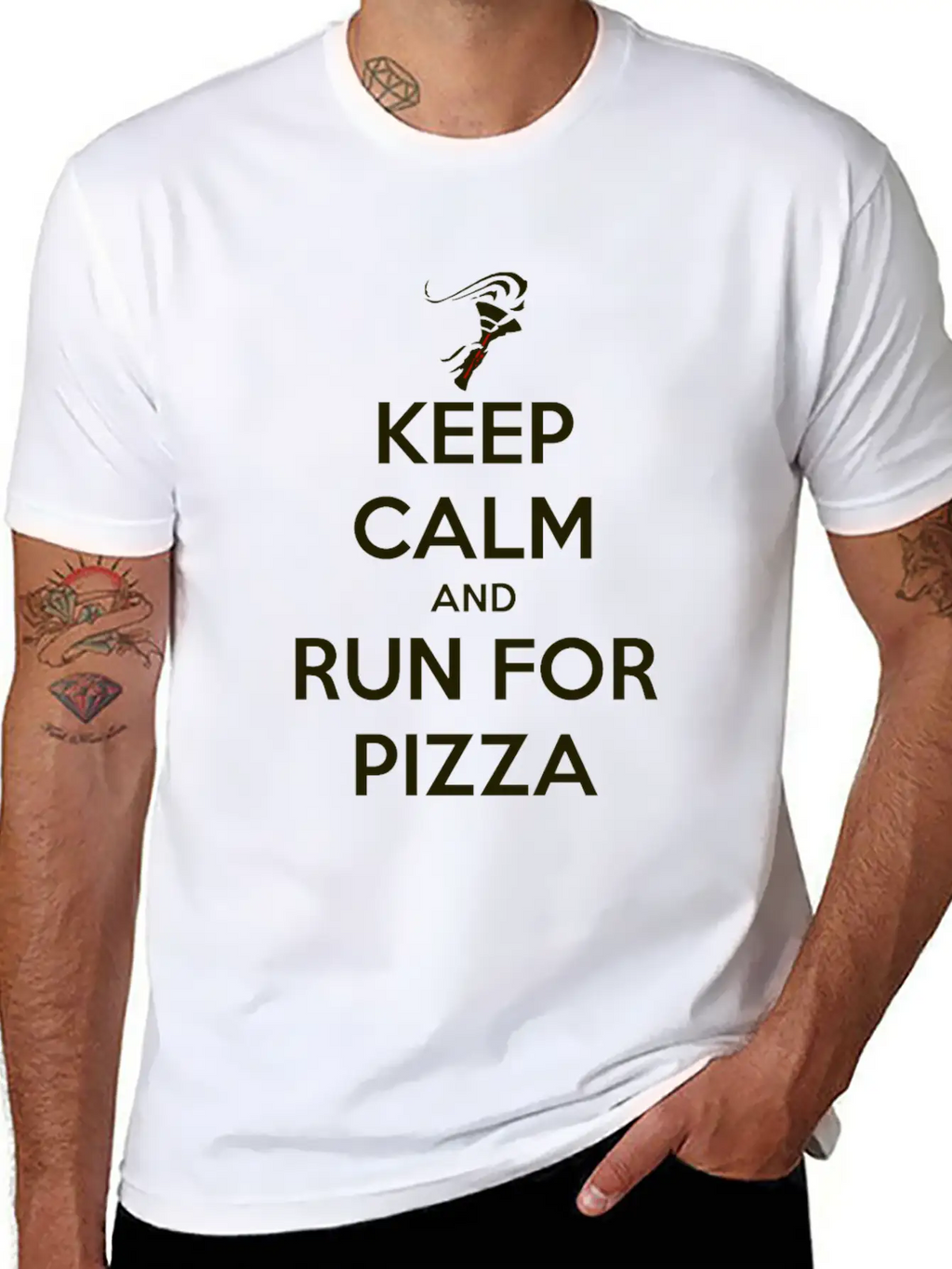Keep Calm Pizza Run Breathable Soft Cotton T-Shirt – Timeless Casual Look