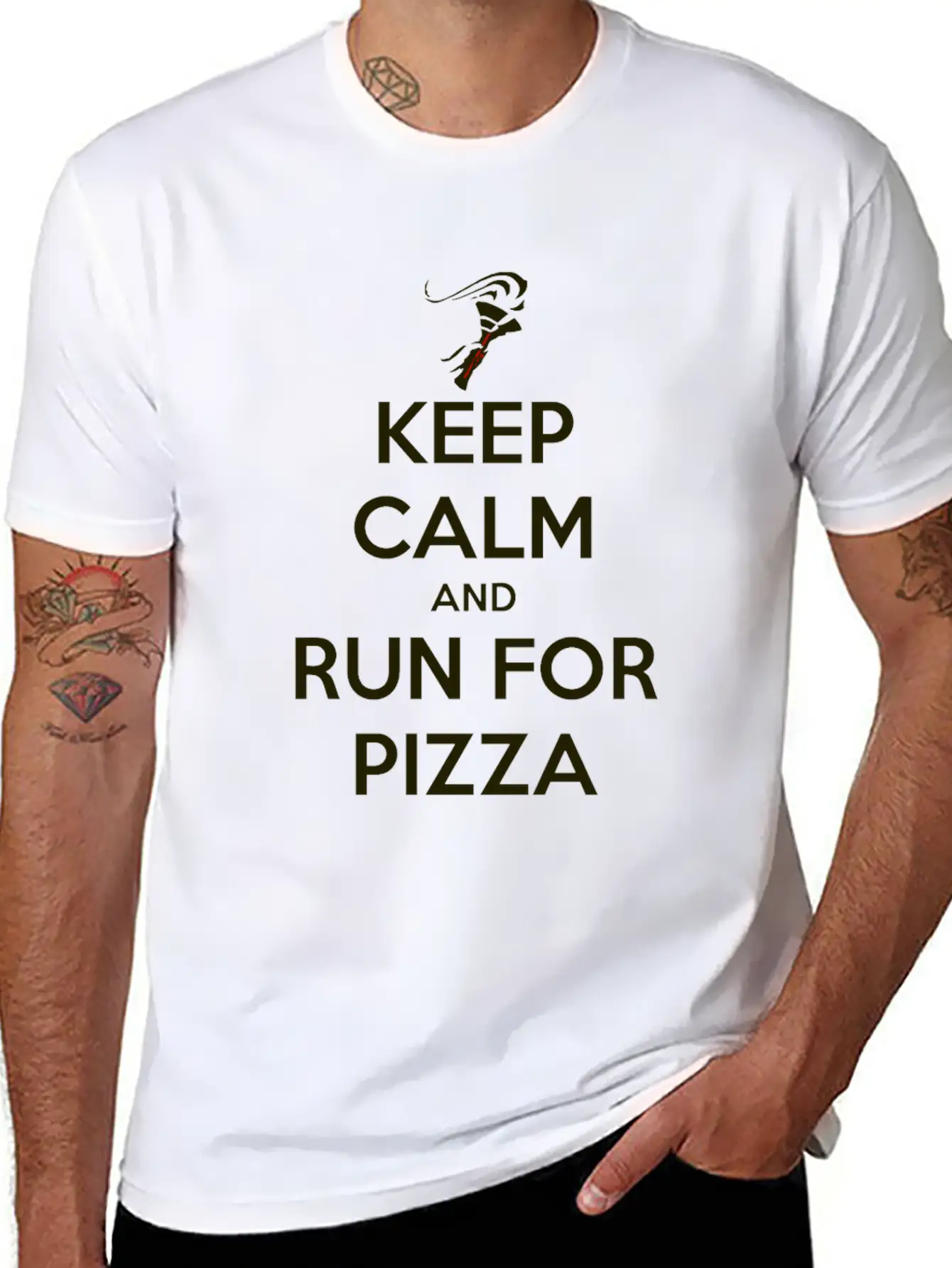 Keep Calm Pizza Run Breathable Soft Cotton T-Shirt – Timeless Casual Look