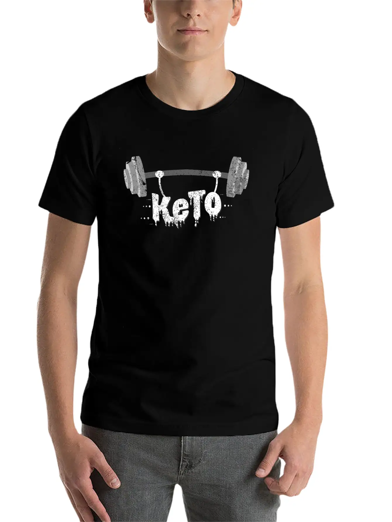 Keto Diet Dumbbell Typography Ketogen Gift Idea Relaxed Everyday Tee – Lightweight And Durable Cotton