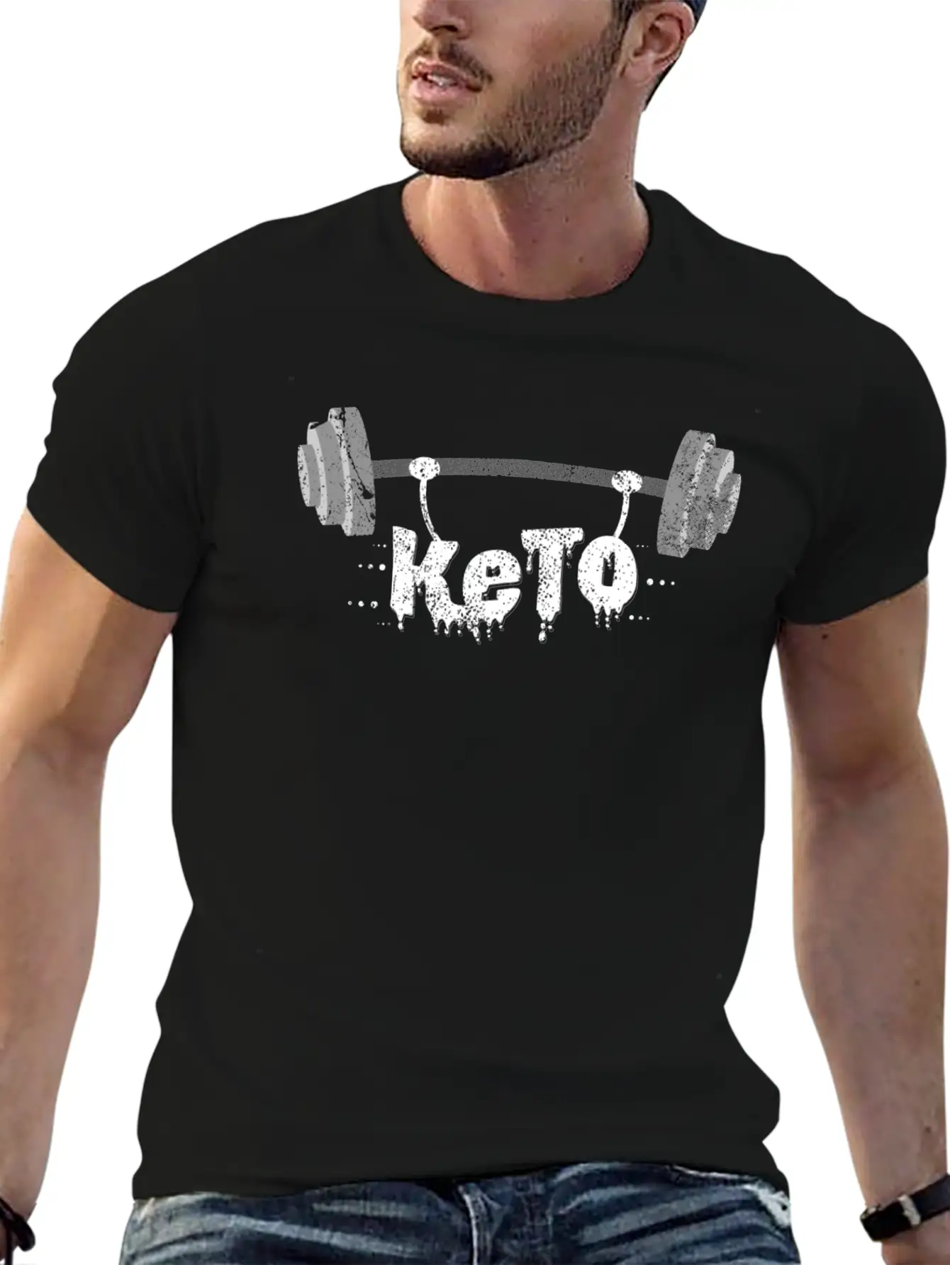 Keto Diet Dumbbell Typography Ketogen Gift Idea Relaxed Everyday Tee – Lightweight And Durable Cotton