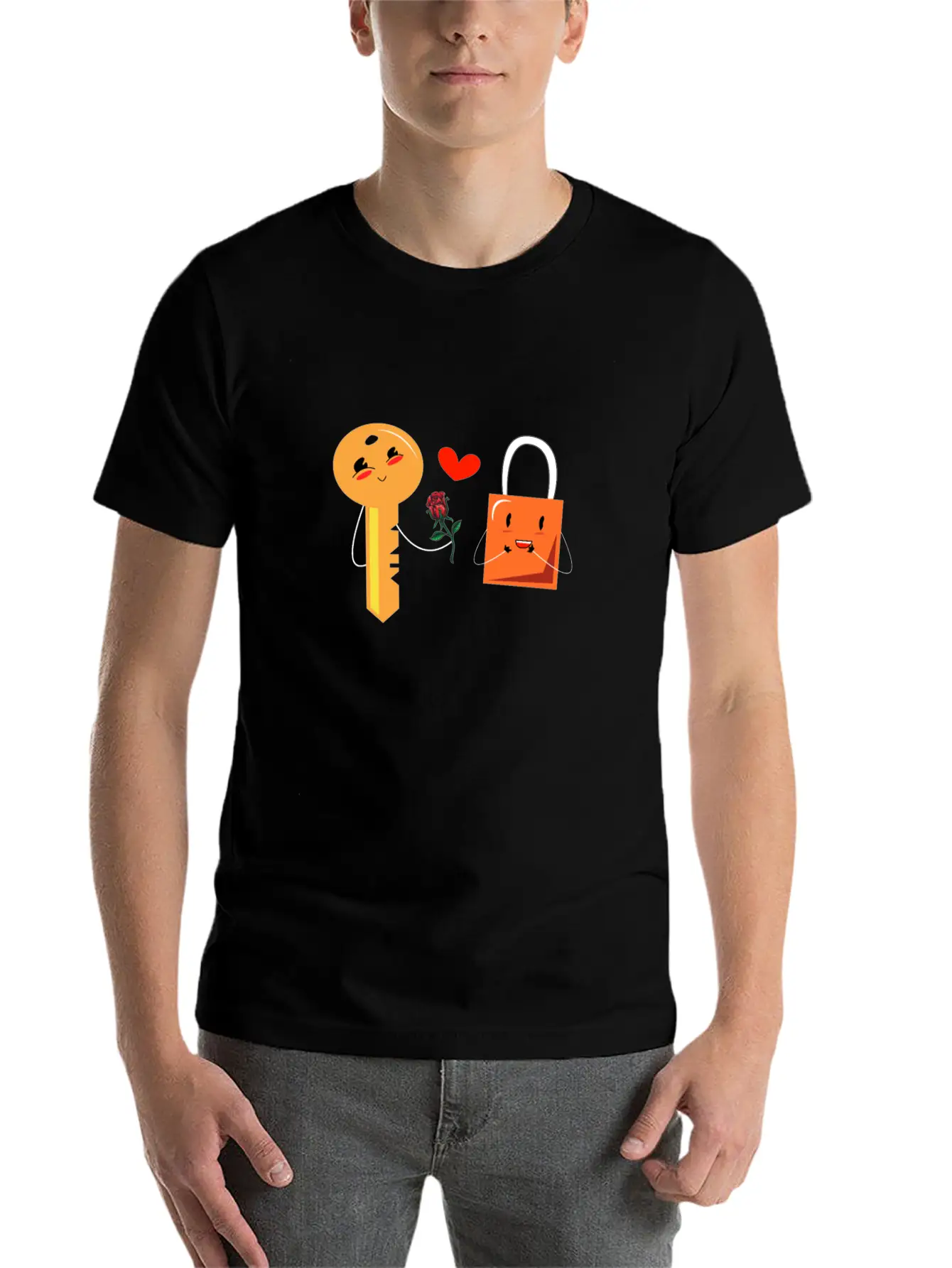 Key And Lock In Love Timeless Short Sleeve Tee – Comfy And Minimalist Design