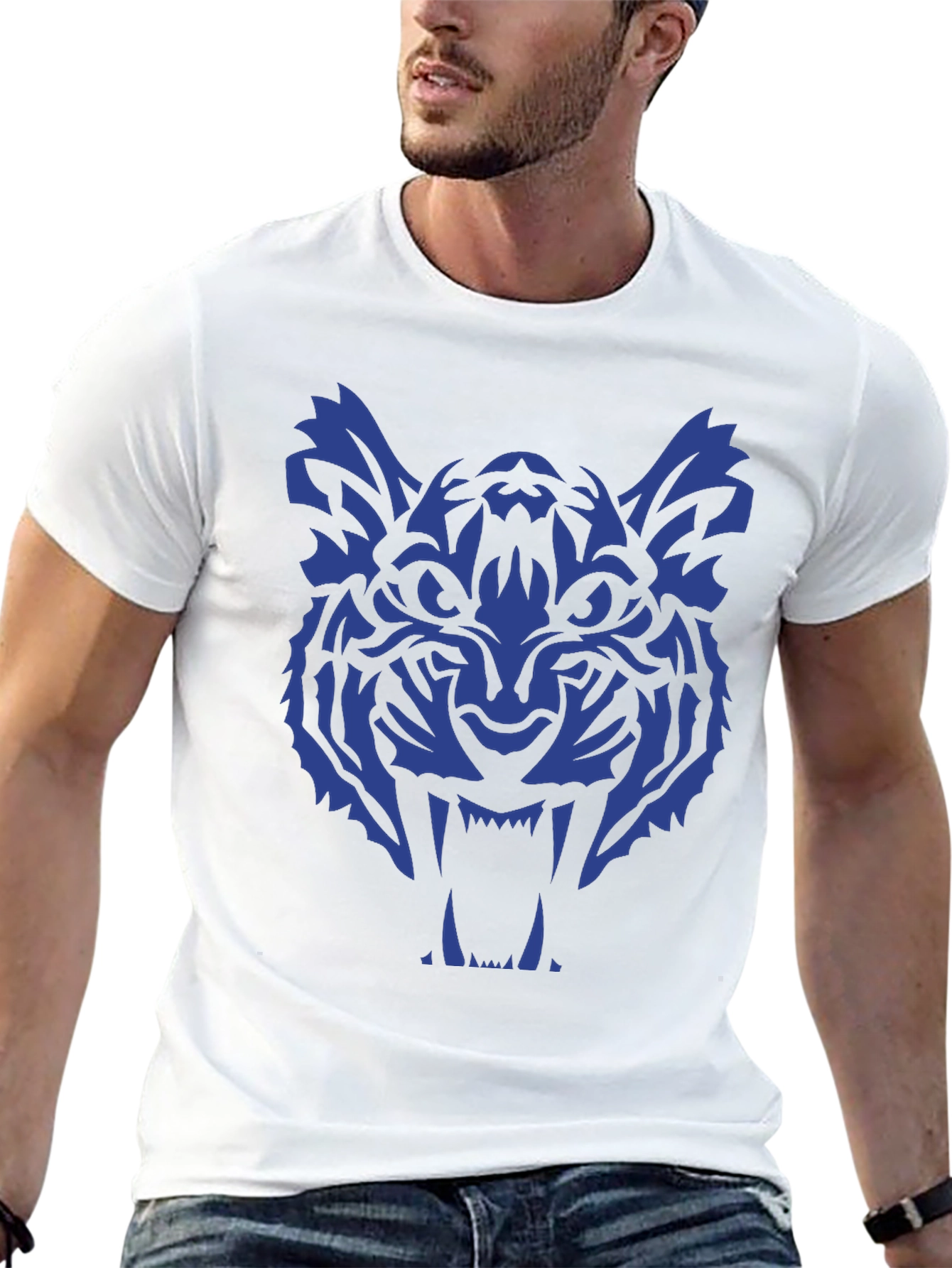 Tiger Graphic Tee - Bold Blue Design