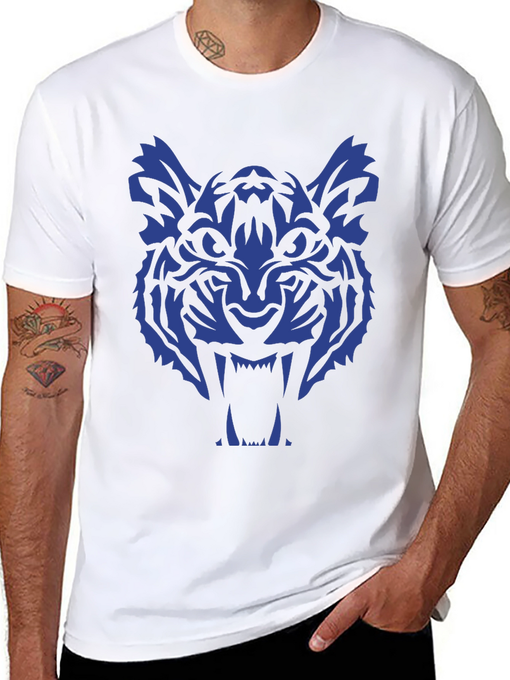 Tiger Graphic Tee - Bold Blue Design