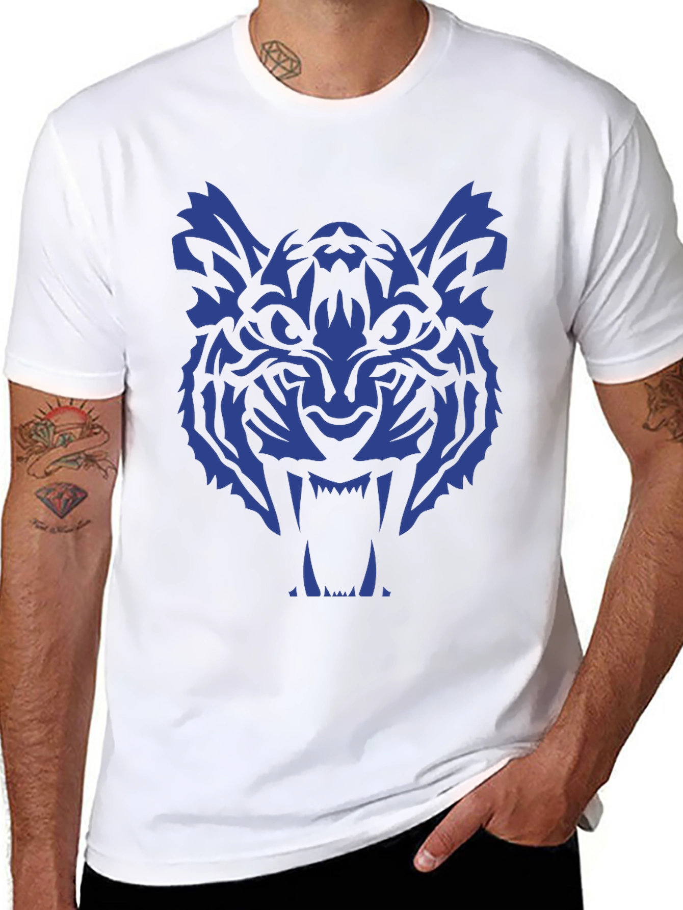 Tiger Graphic Tee - Bold Blue Design