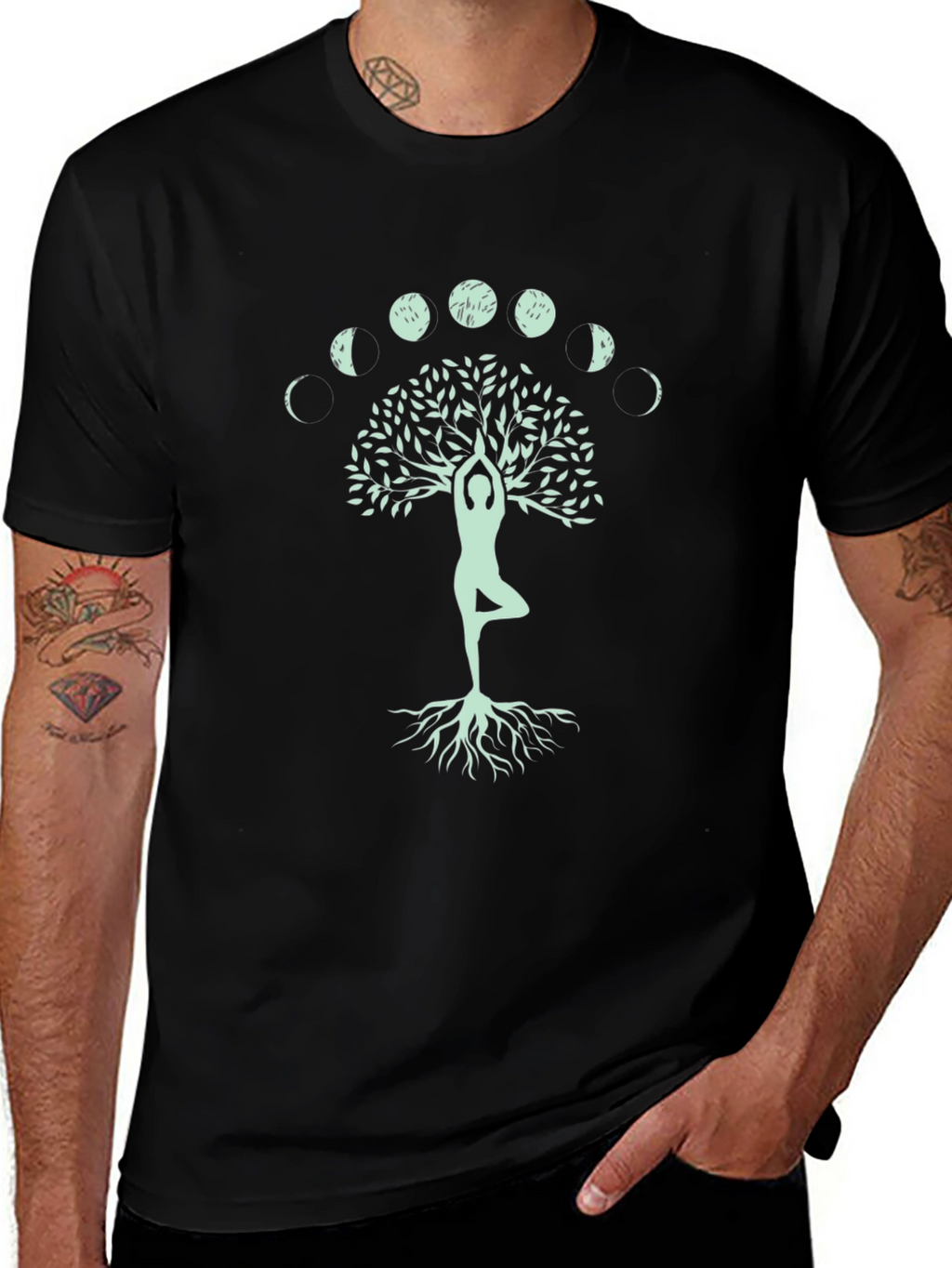 Yoga Tree of Life T-Shirt - Moon Phases