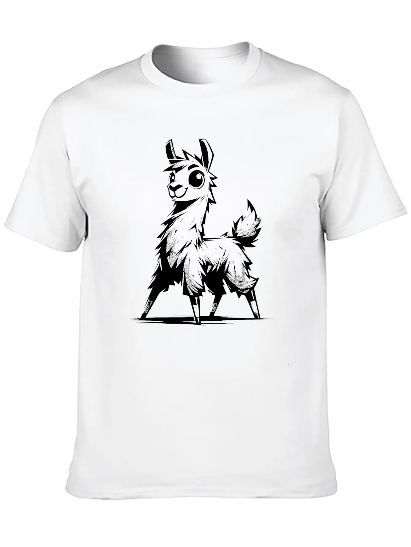 Kids Llama Pencil Sketch Style Timeless Short Sleeve Tee – Comfy And Minimalist Design