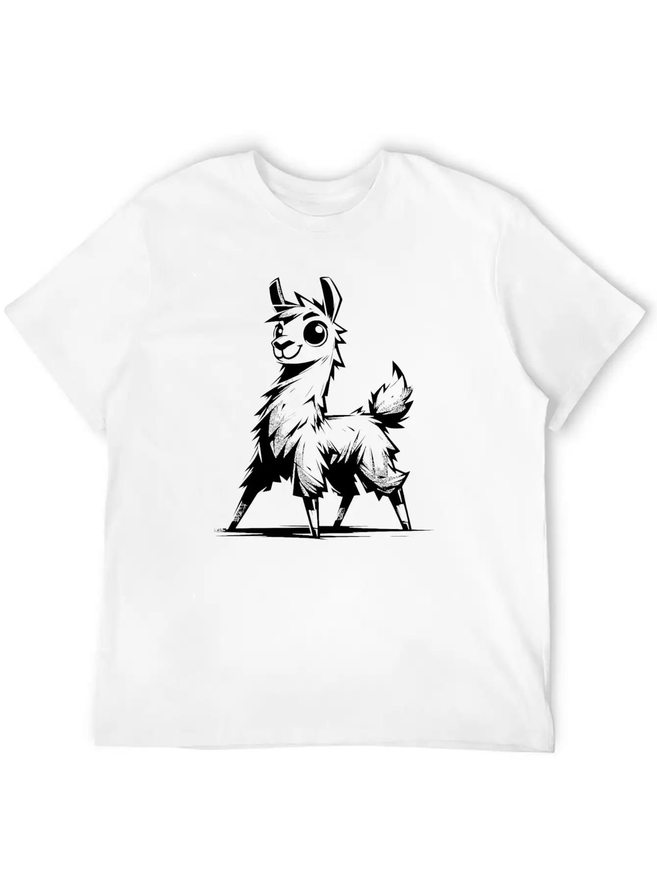 Kids Llama Pencil Sketch Style Timeless Short Sleeve Tee – Comfy And Minimalist Design