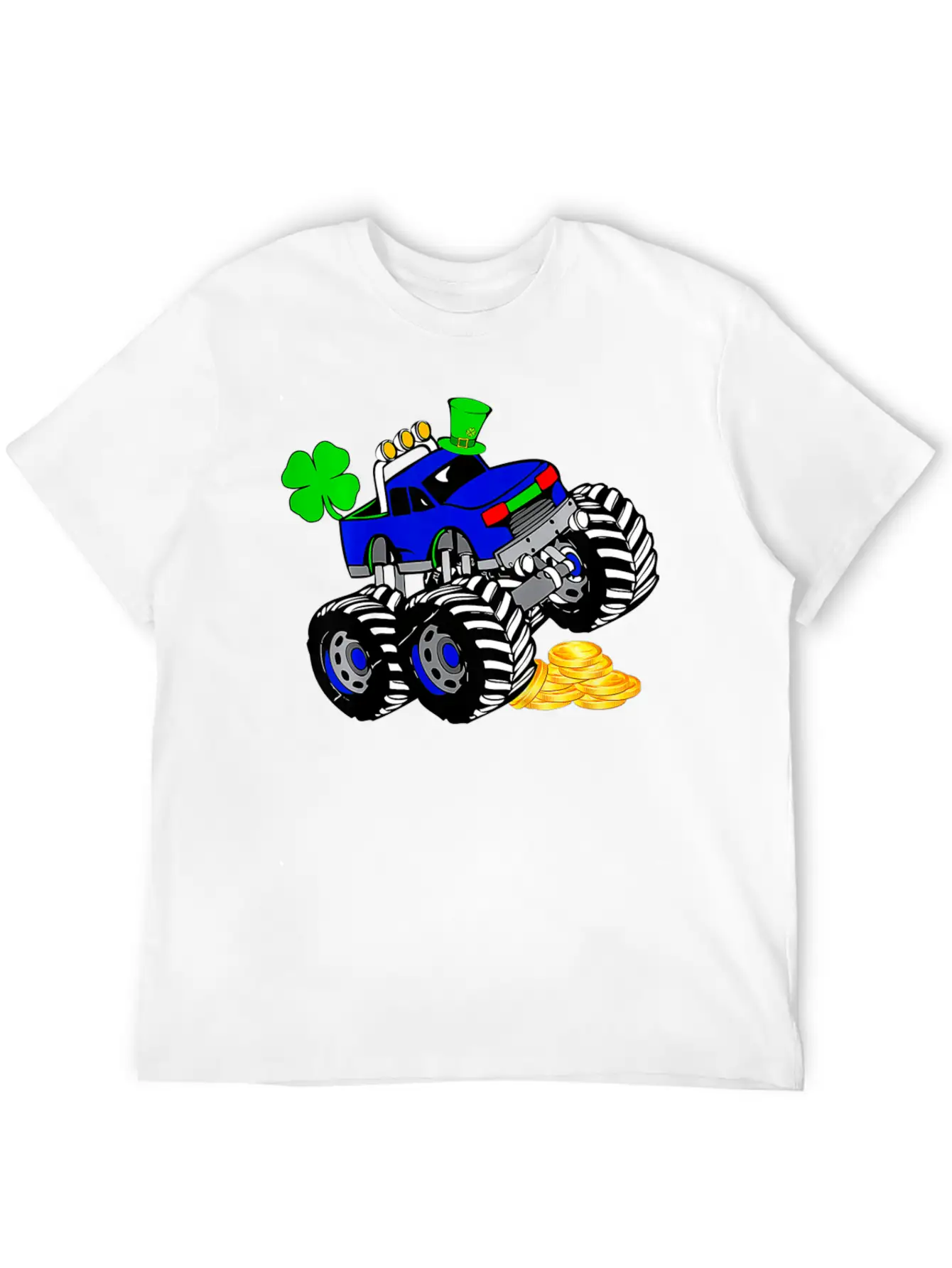 Kids Saint Patricks Day Monster Truck Shamrock Breathable Graphic T-Shirt – Perfect For Casual Days