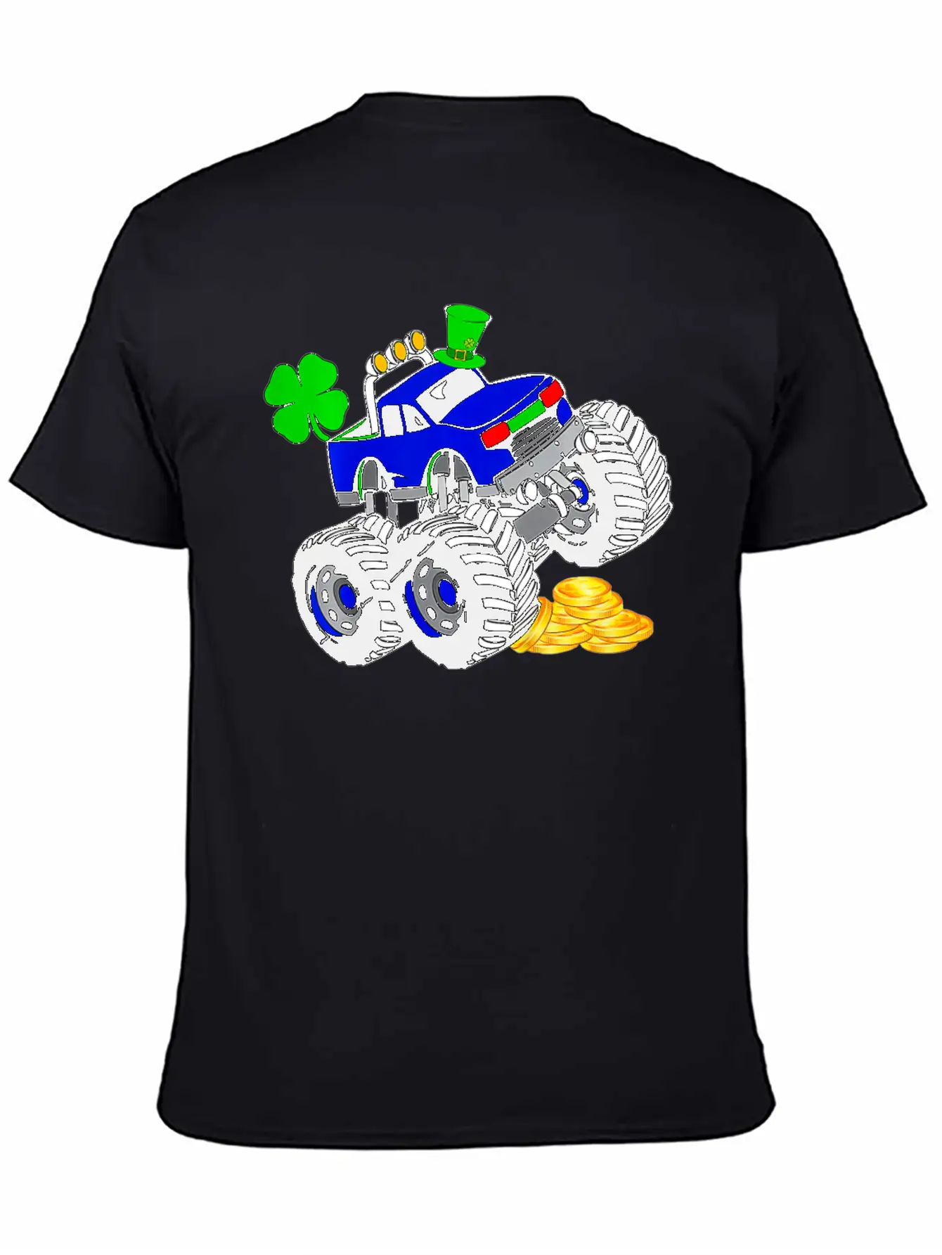 Kids Saint Patricks Day Monster Truck Shamrock Breathable Graphic T-Shirt – Perfect For Casual Days