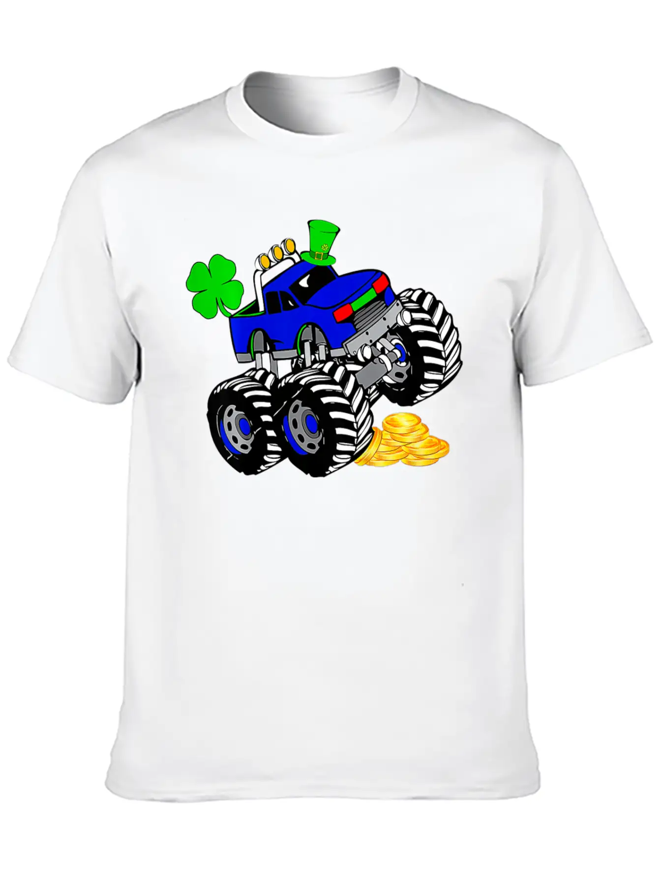 Kids Saint Patricks Day Monster Truck Shamrock Breathable Graphic T-Shirt – Perfect For Casual Days