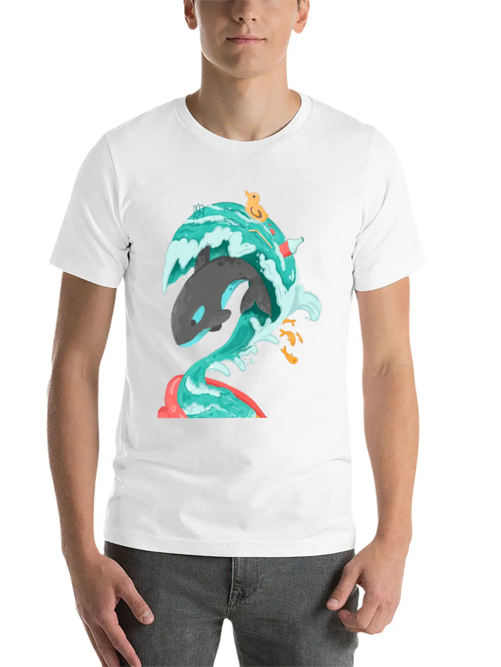 Killer Whale In A Kiddie Pool Tsunami Classic Cotton Tee – Unisex Comfort For Any Season