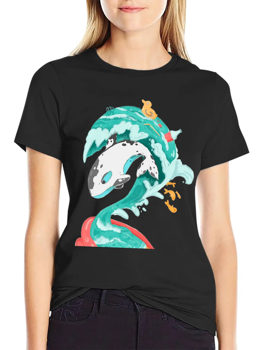 Killer Whale In A Kiddie Pool Tsunami Classic Cotton Tee – Unisex Comfort For Any Season